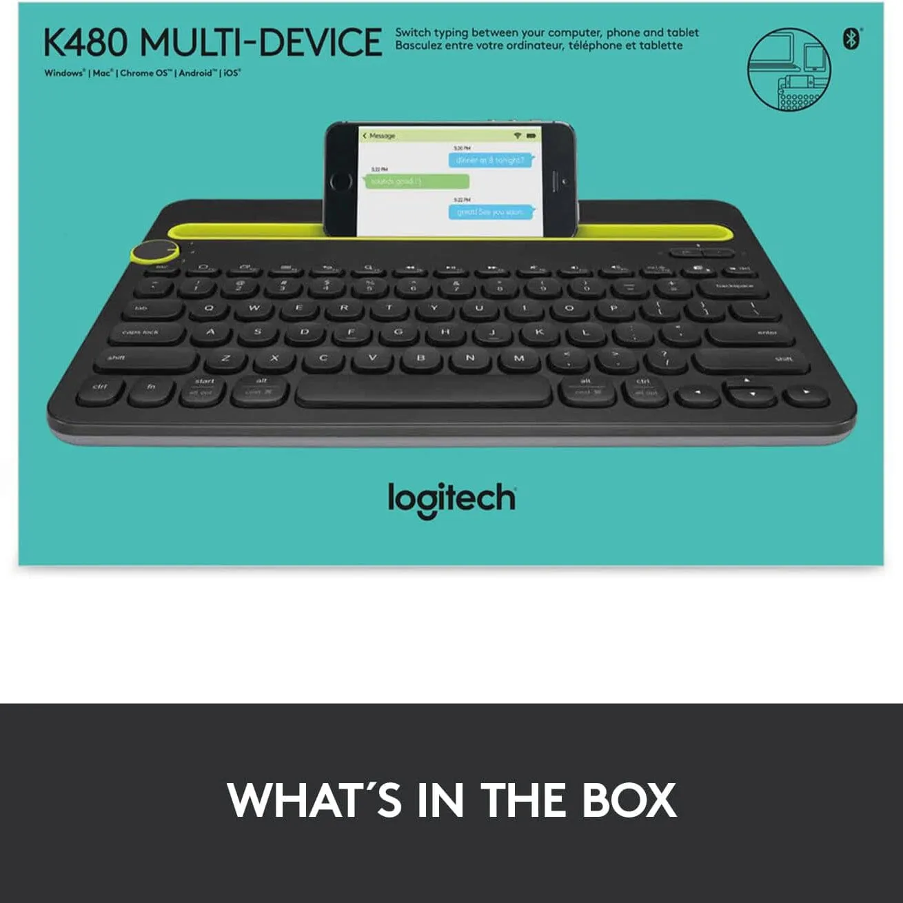 Logitech K480 Bluetooth Multi-Device Keyboard Black