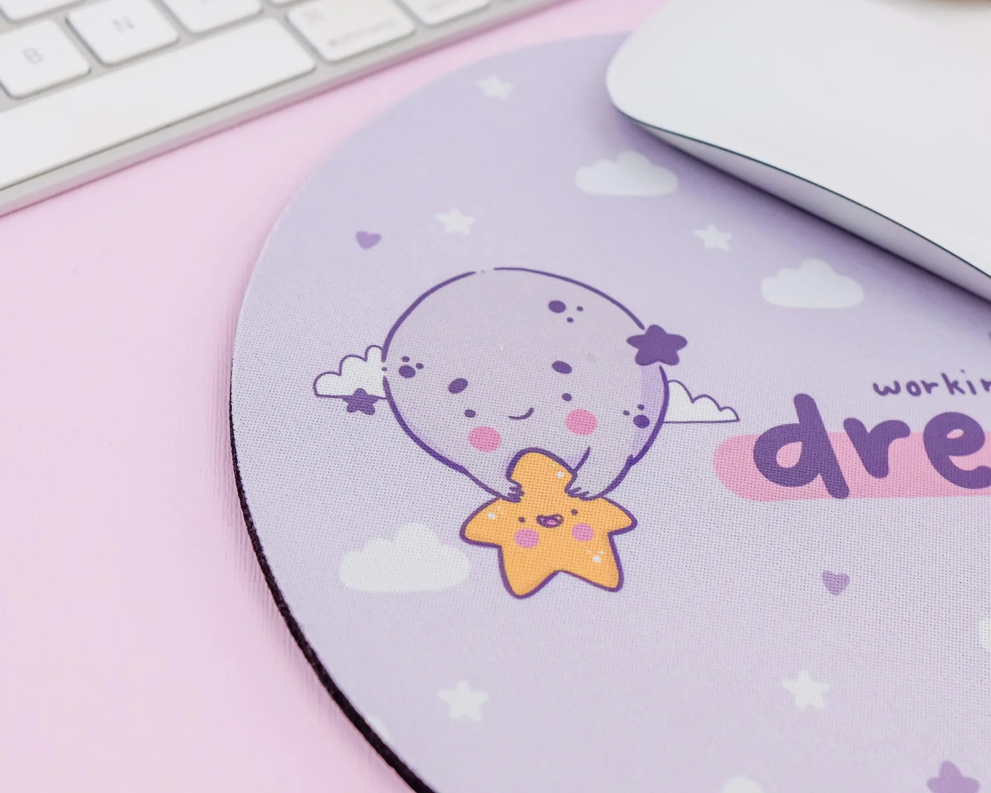Luna & Sprinkle Celestial Mouse Pad | Working on My Dreams | Space Desk Decor