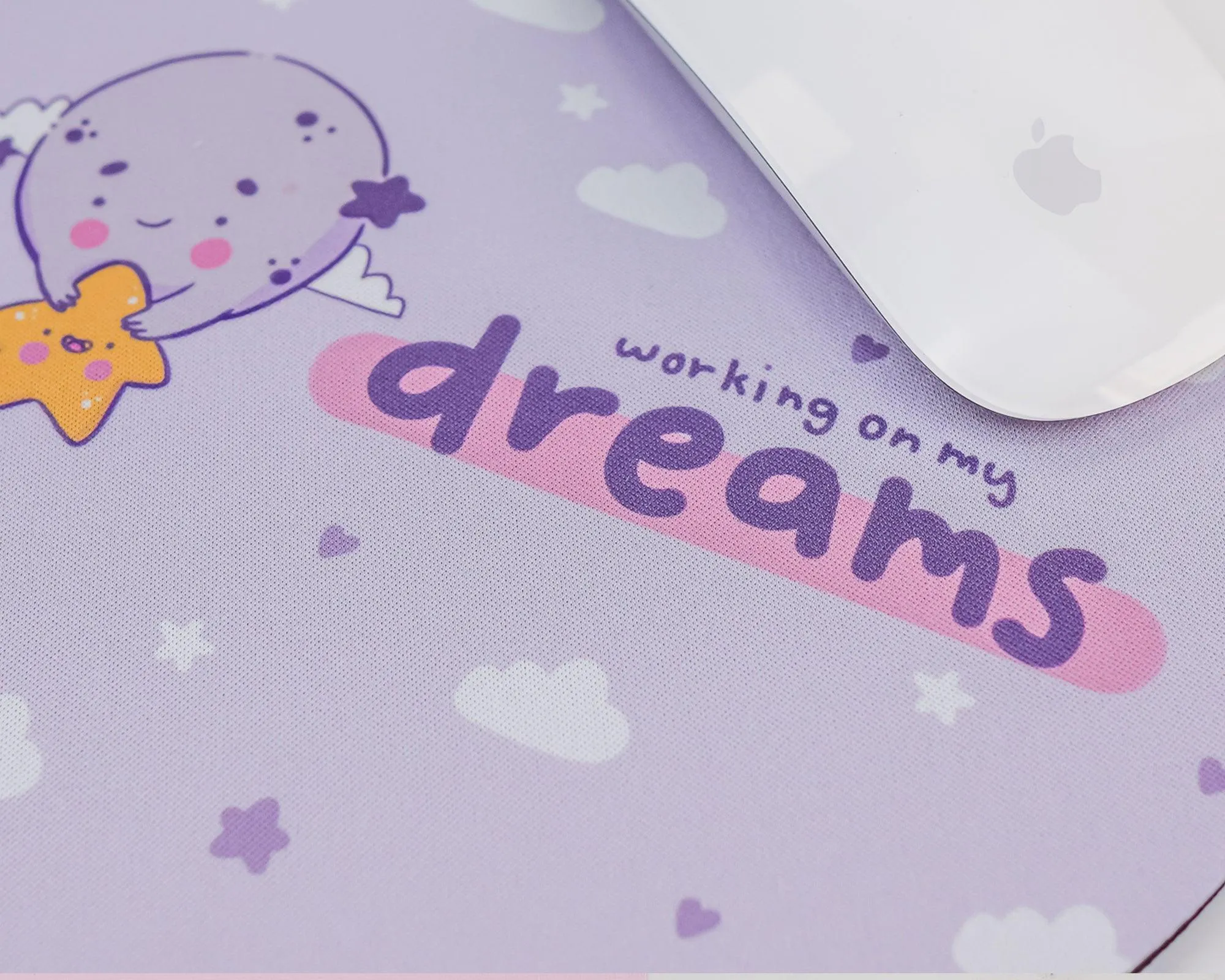 Luna & Sprinkle Celestial Mouse Pad | Working on My Dreams | Space Desk Decor