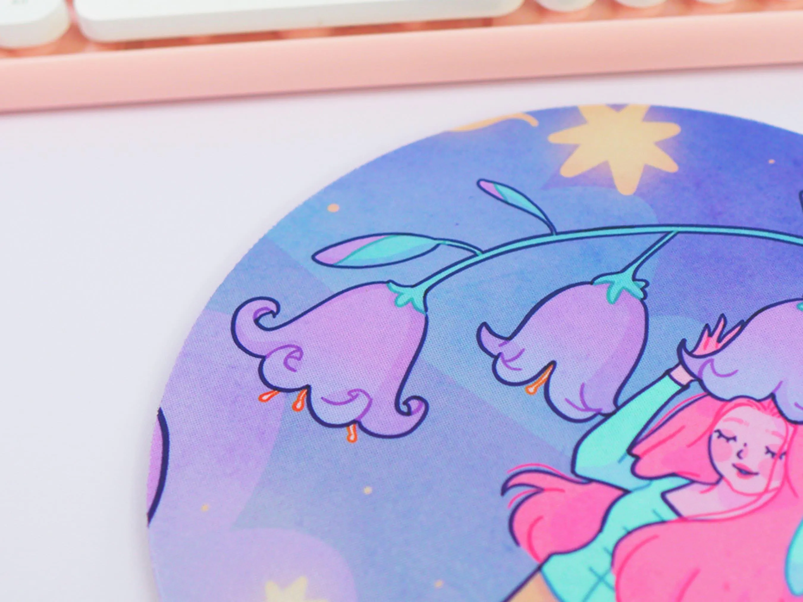 Magical Girl in Bluebells | Kawaii Mouse Pad | Whimsical Desk Mat | Cute Floral Gaming Mat | Aesthetic Pastel Desk Decor