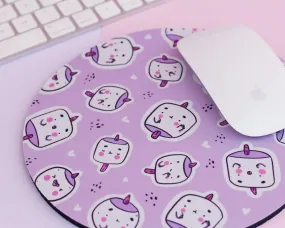 Marshie Marshmallow Mouse Mat | Kawaii Pastel Desk Accessory | Cute Hand-Printed Mouse Pad
