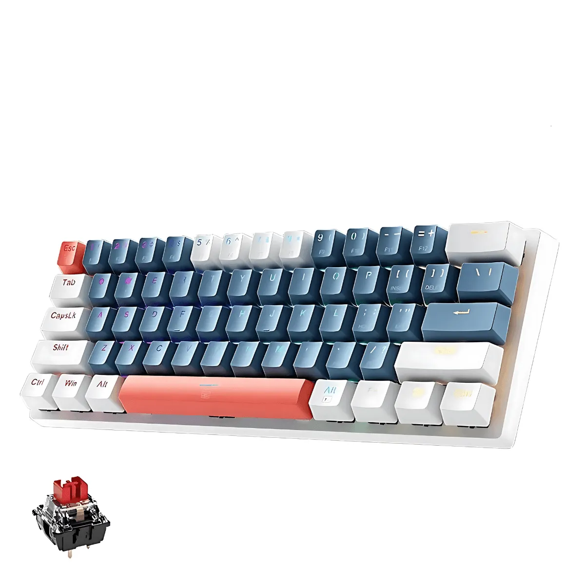 Mechanical Gaming Keyboard, RGB Backlit, 60% Compact, Wired USB-C, Hot-Swappable Keys, PBT ABS Keycaps, Anti-Ghosting
