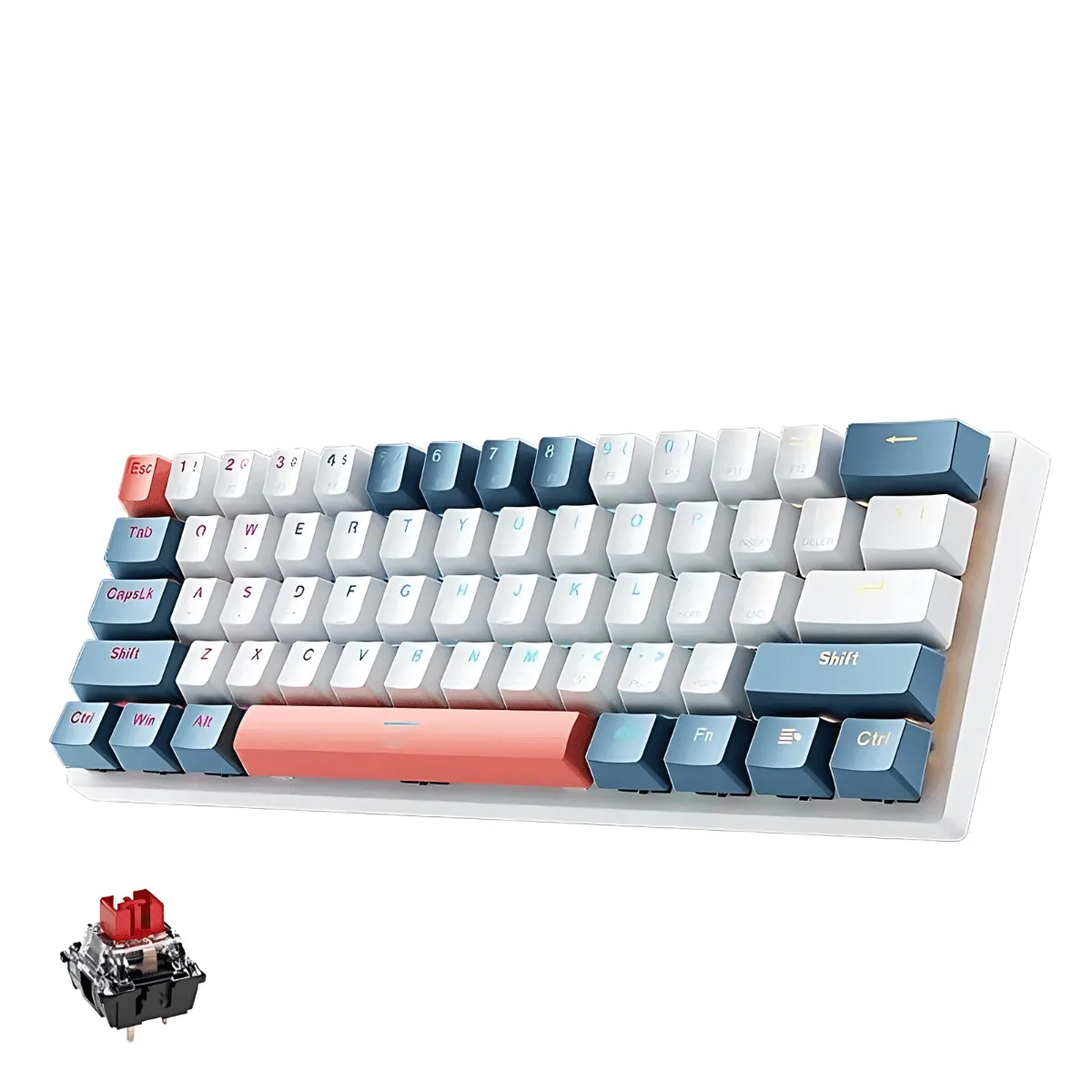 Mechanical Gaming Keyboard, RGB Backlit, 60% Compact, Wired USB-C, Hot-Swappable Keys, PBT ABS Keycaps, Anti-Ghosting