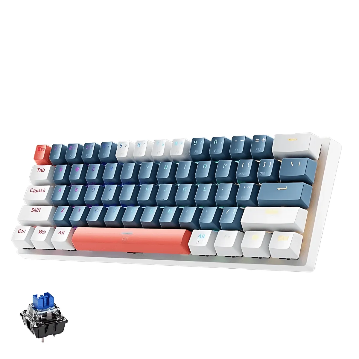 Mechanical Gaming Keyboard, RGB Backlit, 60% Compact, Wired USB-C, Hot-Swappable Keys, PBT ABS Keycaps, Anti-Ghosting