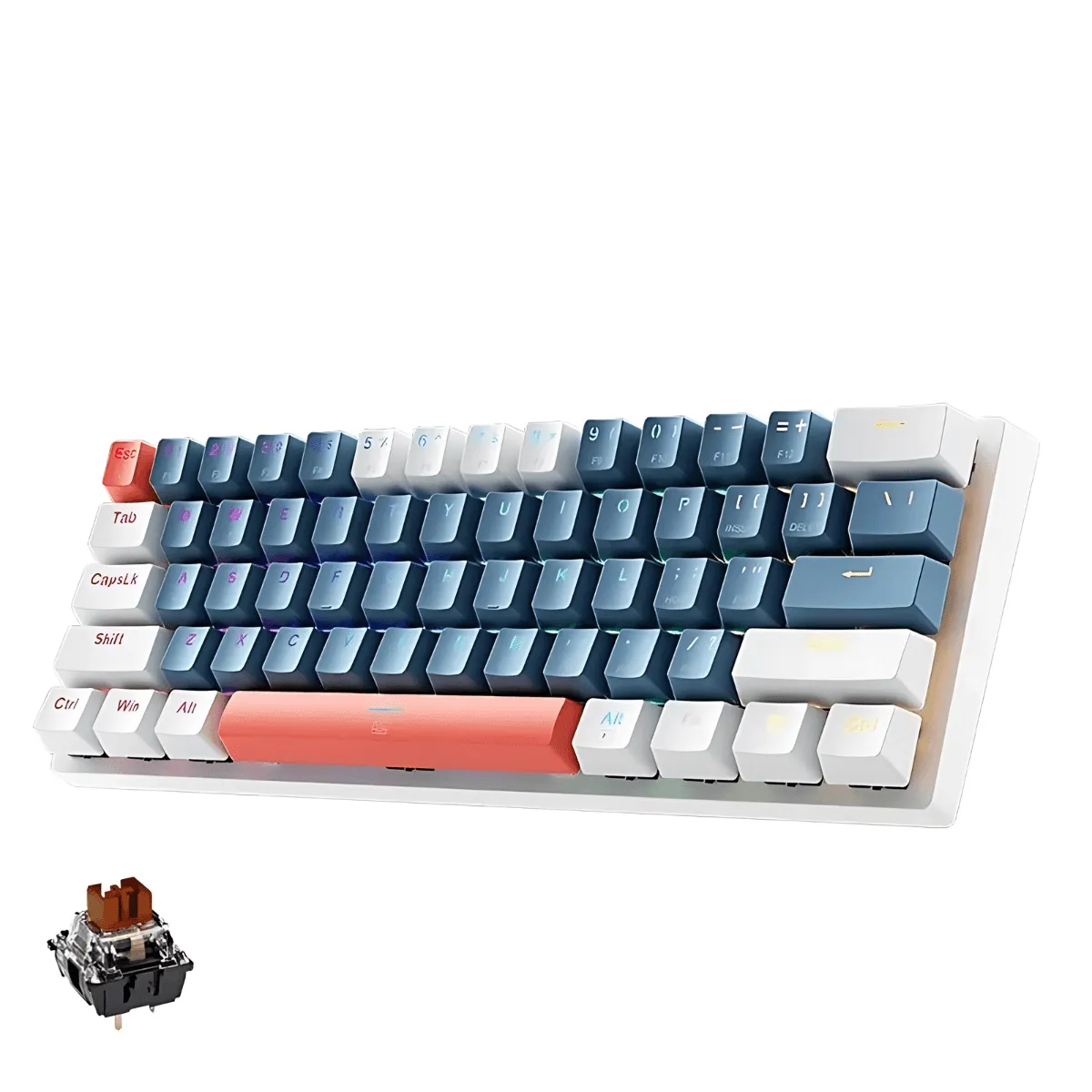 Mechanical Gaming Keyboard, RGB Backlit, 60% Compact, Wired USB-C, Hot-Swappable Keys, PBT ABS Keycaps, Anti-Ghosting