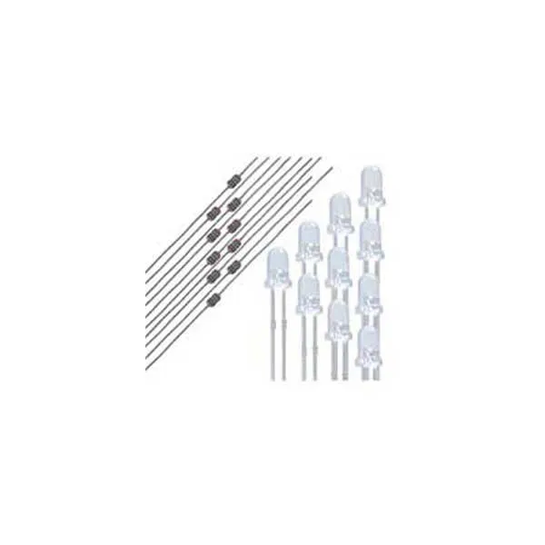 NTE Electronics 3mm White Water Clear Lens LED Indicators and 1/8W 220 Ohm Resistors 25-pieces