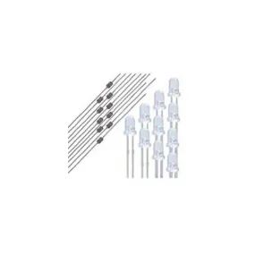 NTE Electronics 3mm White Water Clear Lens LED Indicators and 1/8W 220 Ohm Resistors 25-pieces