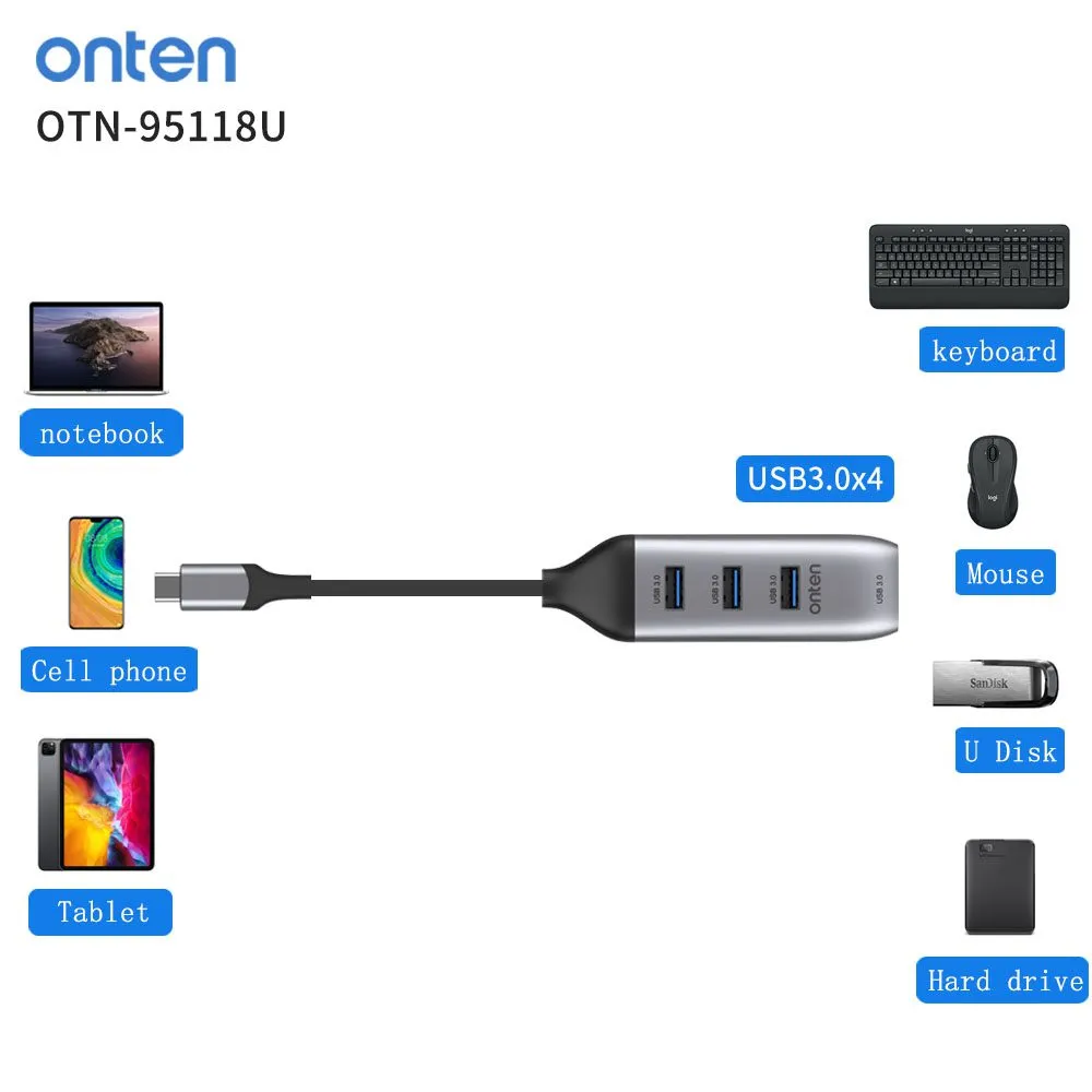 ONTEN USB-C TO HDMI ADAPTER WITH 3.0 HUB