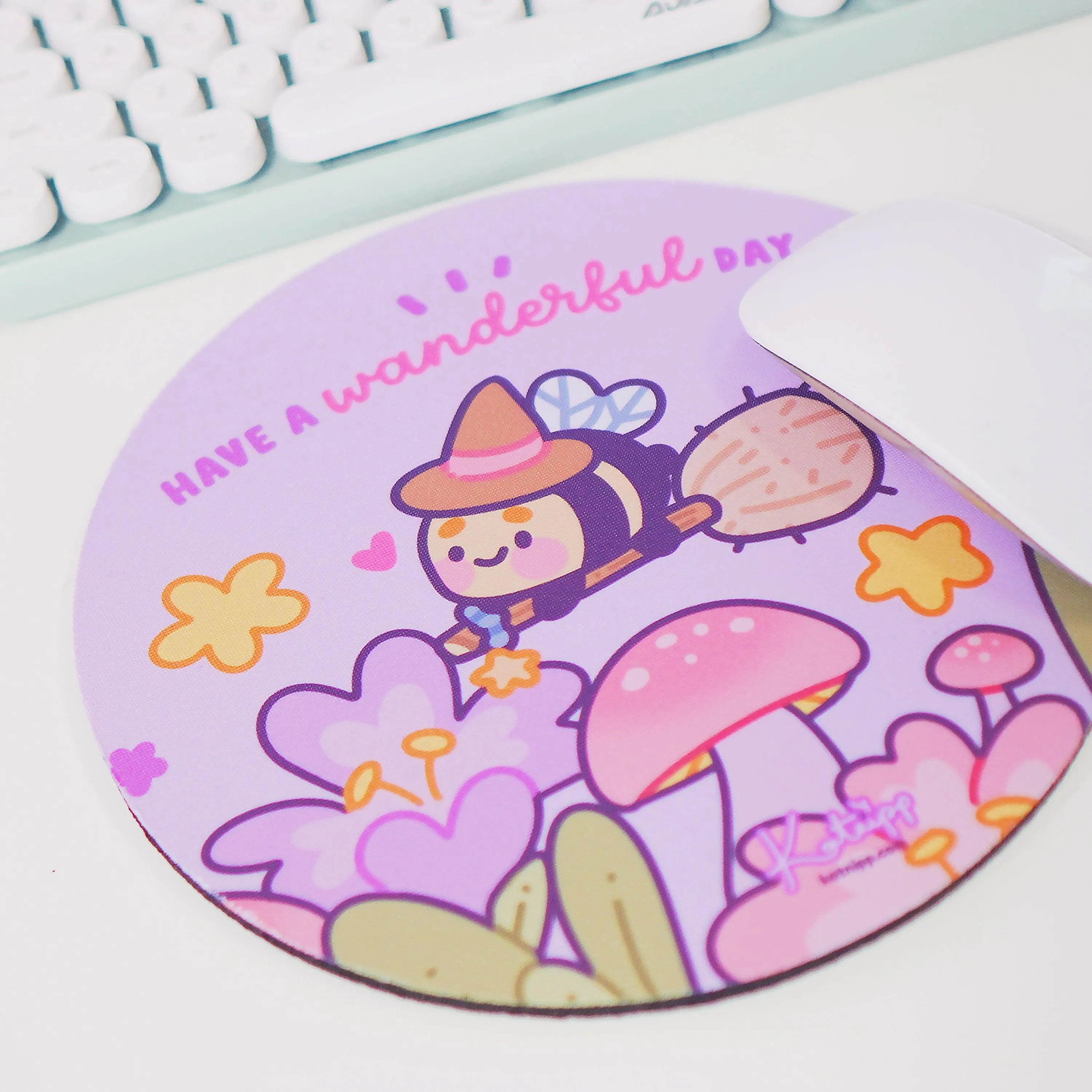Pastel Witch Mouse Pad | Bumblebutt Halloween Desk Mat | Whimsical Kawaii Office Decor