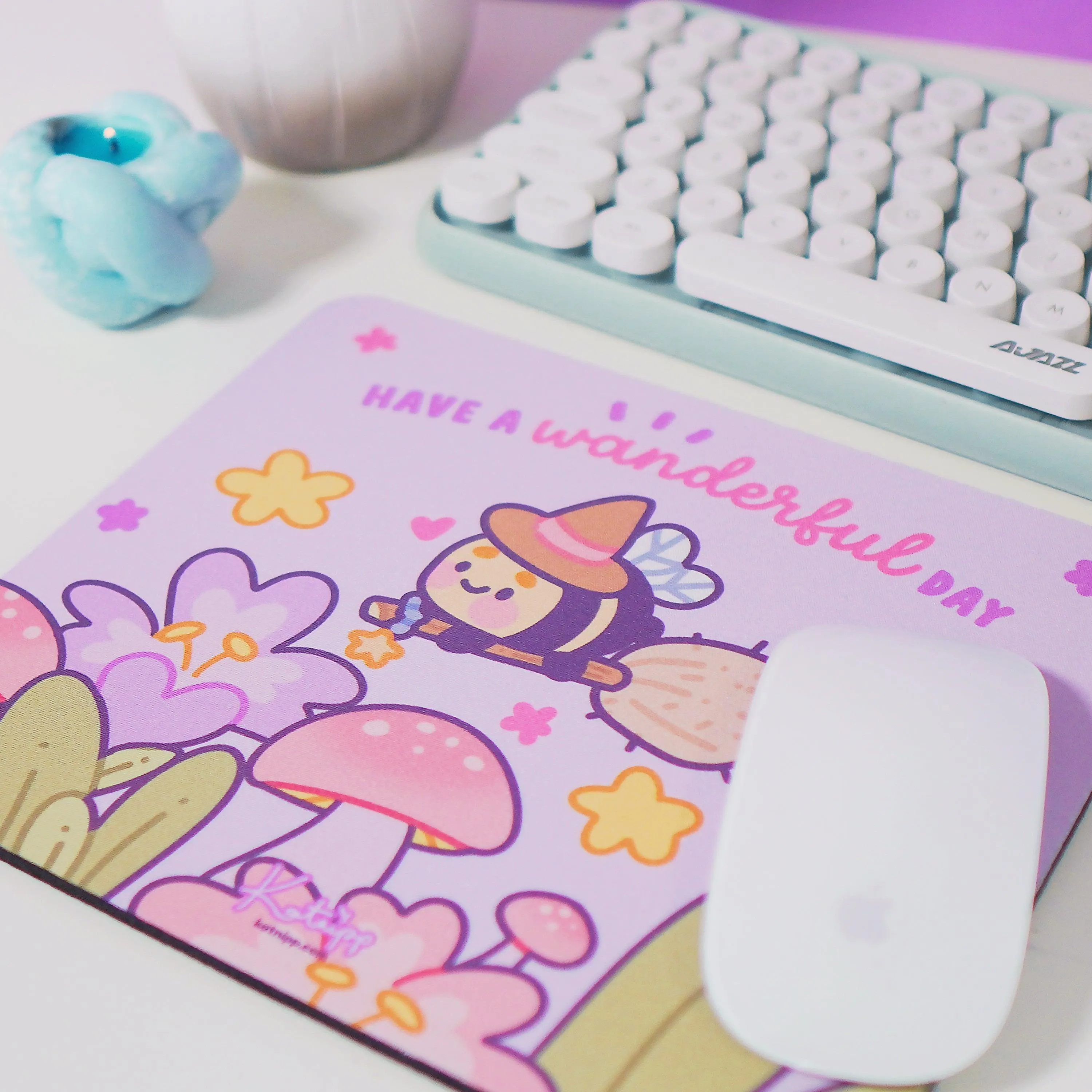 Pastel Witch Mouse Pad | Bumblebutt Halloween Desk Mat | Whimsical Kawaii Office Decor