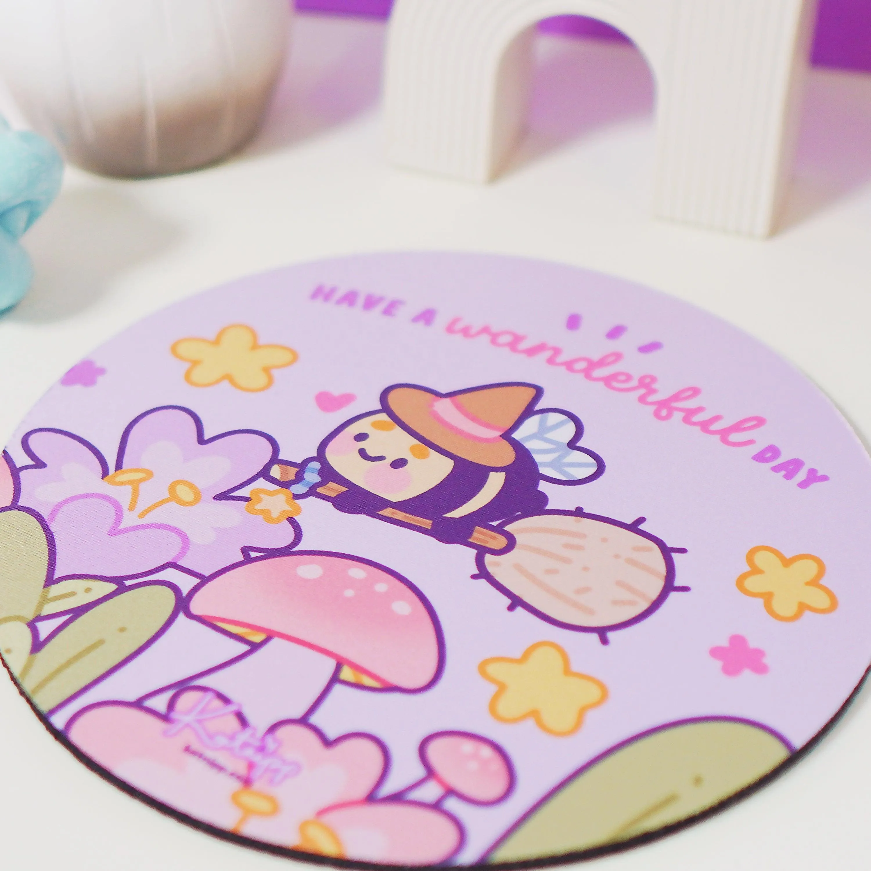 Pastel Witch Mouse Pad | Bumblebutt Halloween Desk Mat | Whimsical Kawaii Office Decor