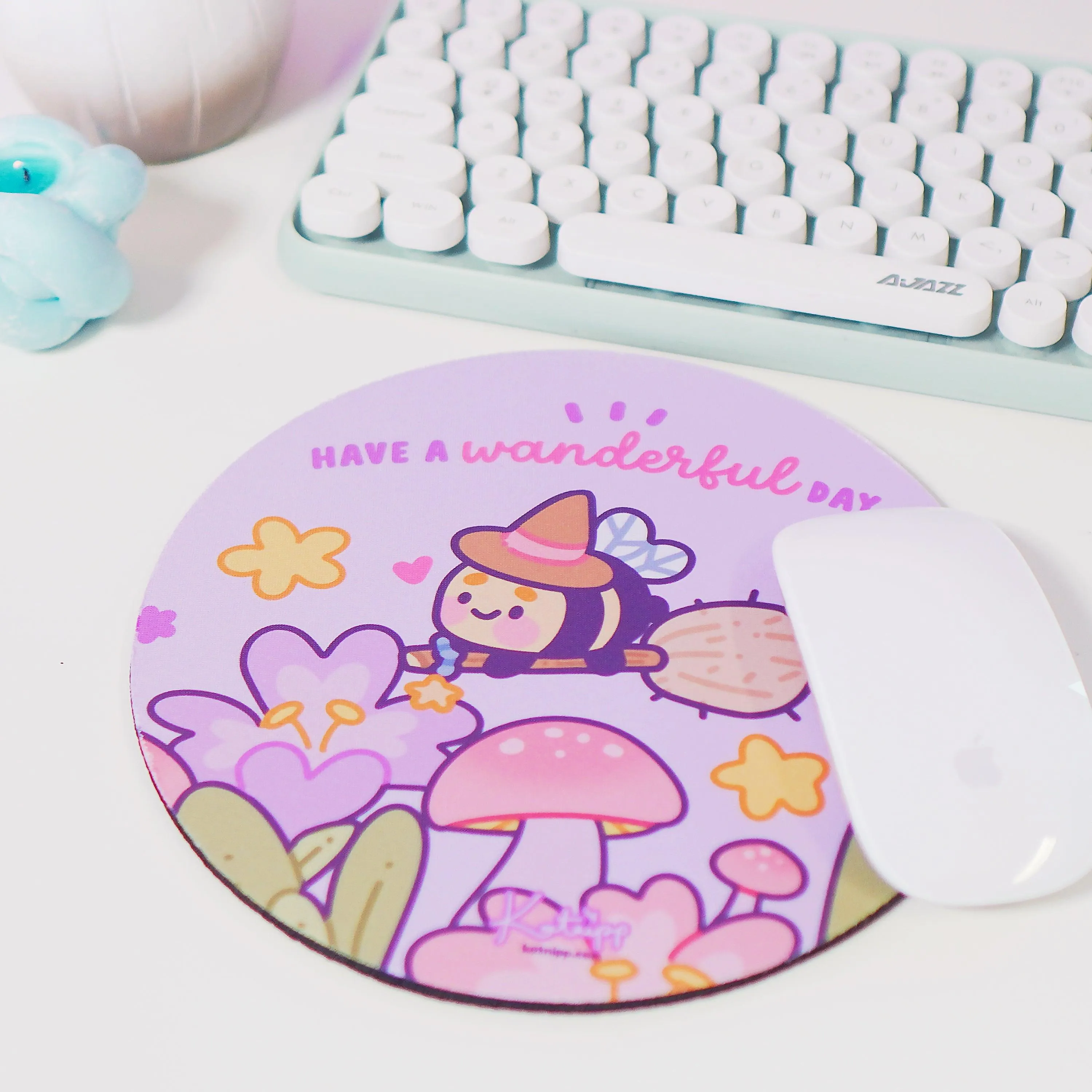 Pastel Witch Mouse Pad | Bumblebutt Halloween Desk Mat | Whimsical Kawaii Office Decor