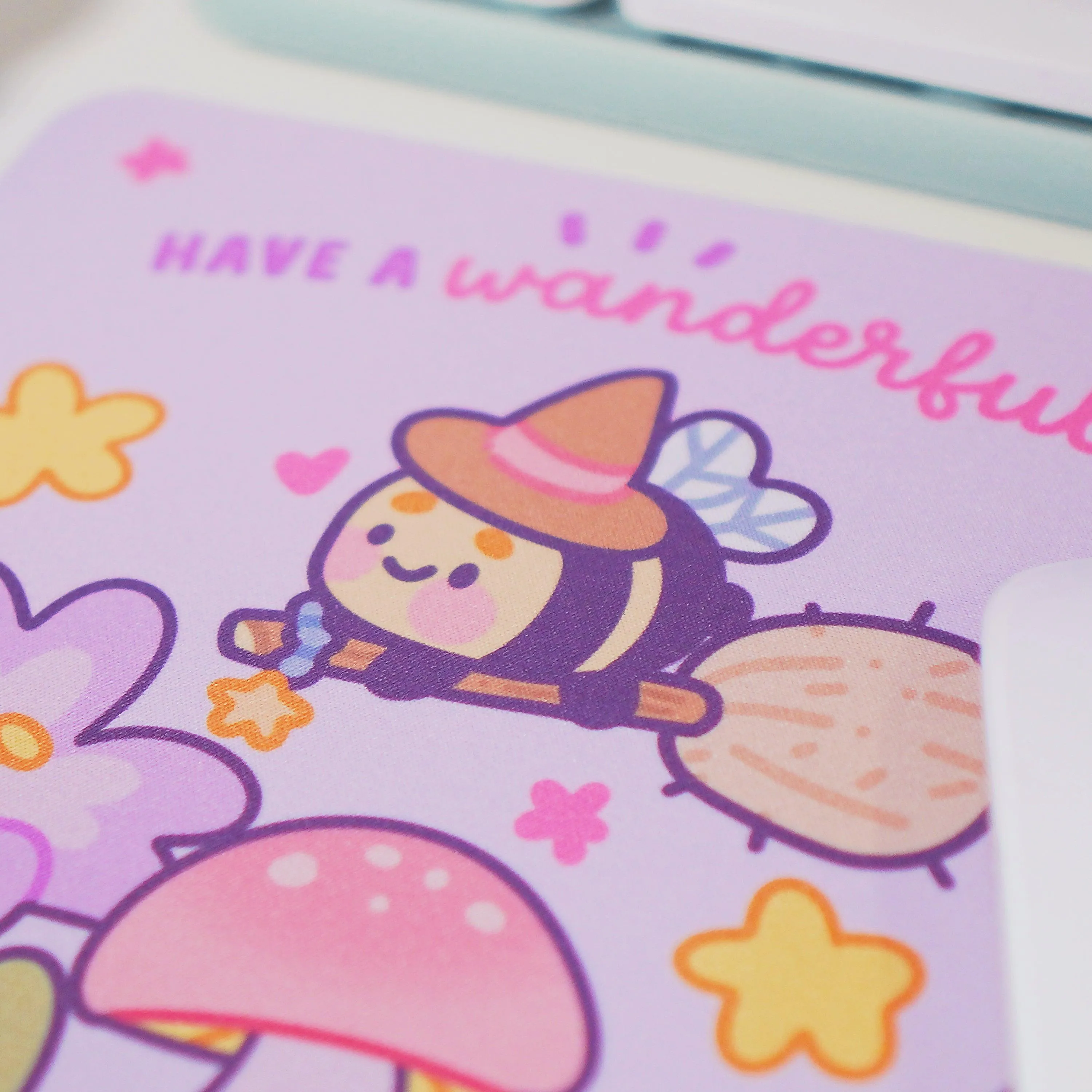 Pastel Witch Mouse Pad | Bumblebutt Halloween Desk Mat | Whimsical Kawaii Office Decor