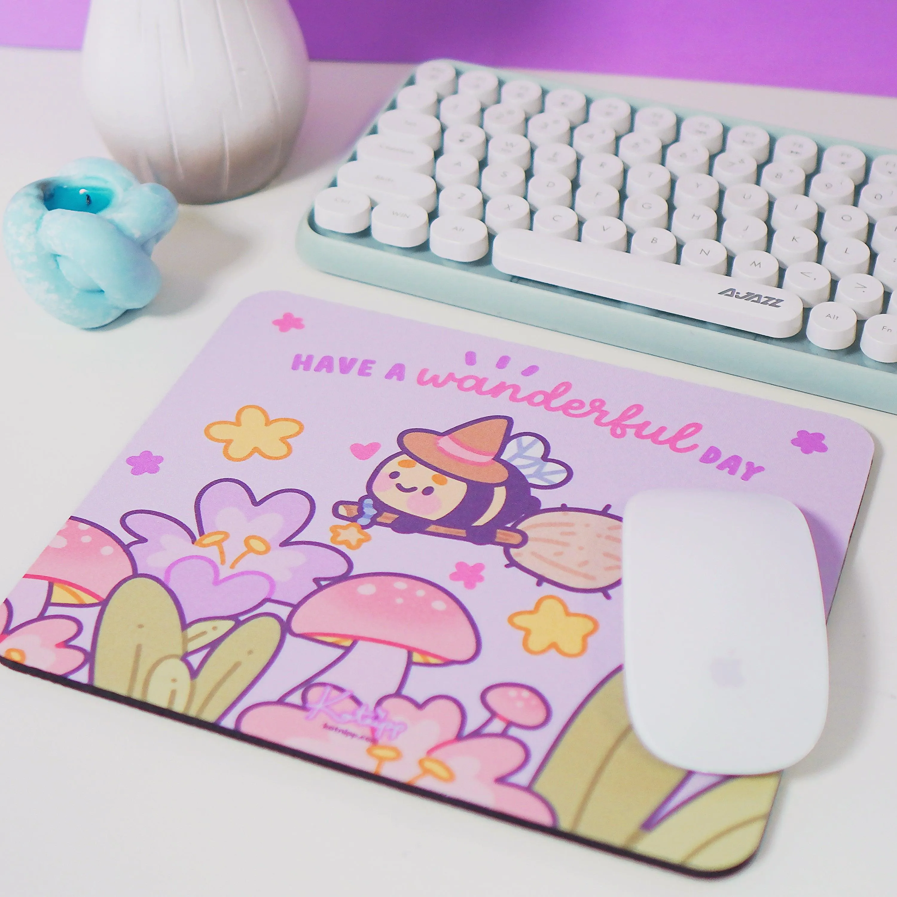 Pastel Witch Mouse Pad | Bumblebutt Halloween Desk Mat | Whimsical Kawaii Office Decor
