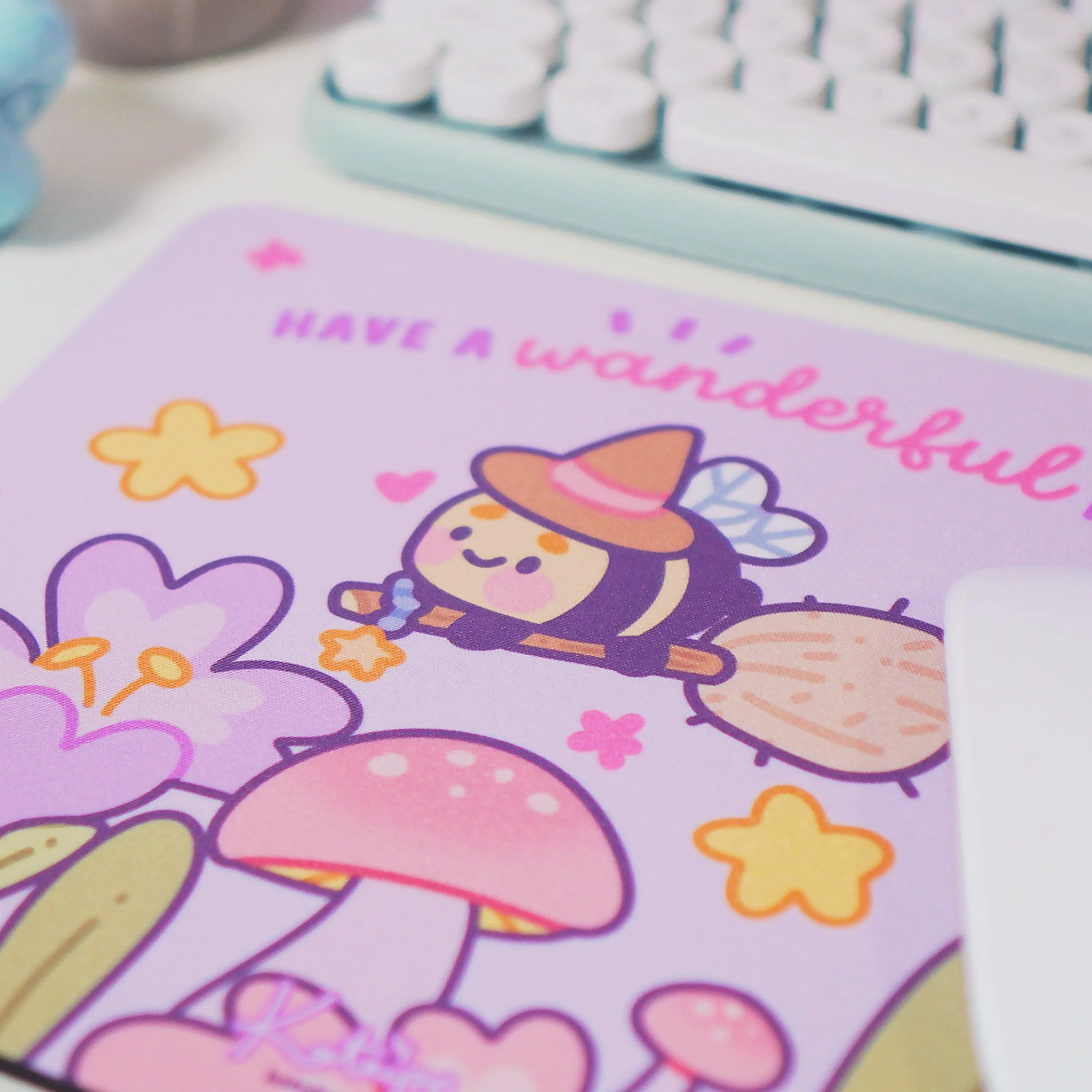 Pastel Witch Mouse Pad | Bumblebutt Halloween Desk Mat | Whimsical Kawaii Office Decor