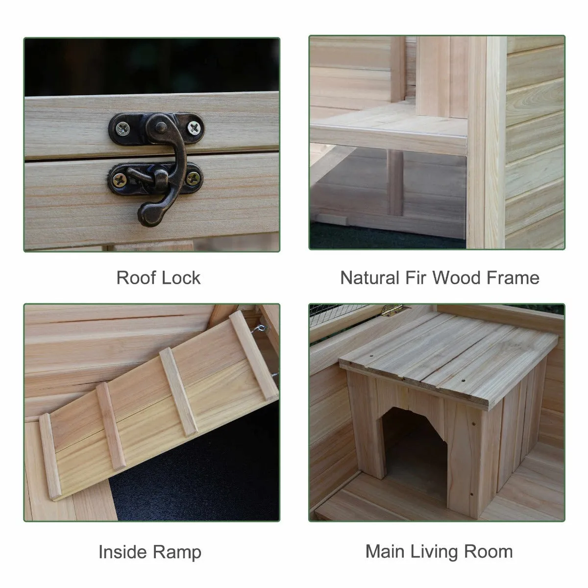 PawHut Wooden Rabbit Hutch Guinea Pigs House Small Animals Fir Wood Indoor Hutch