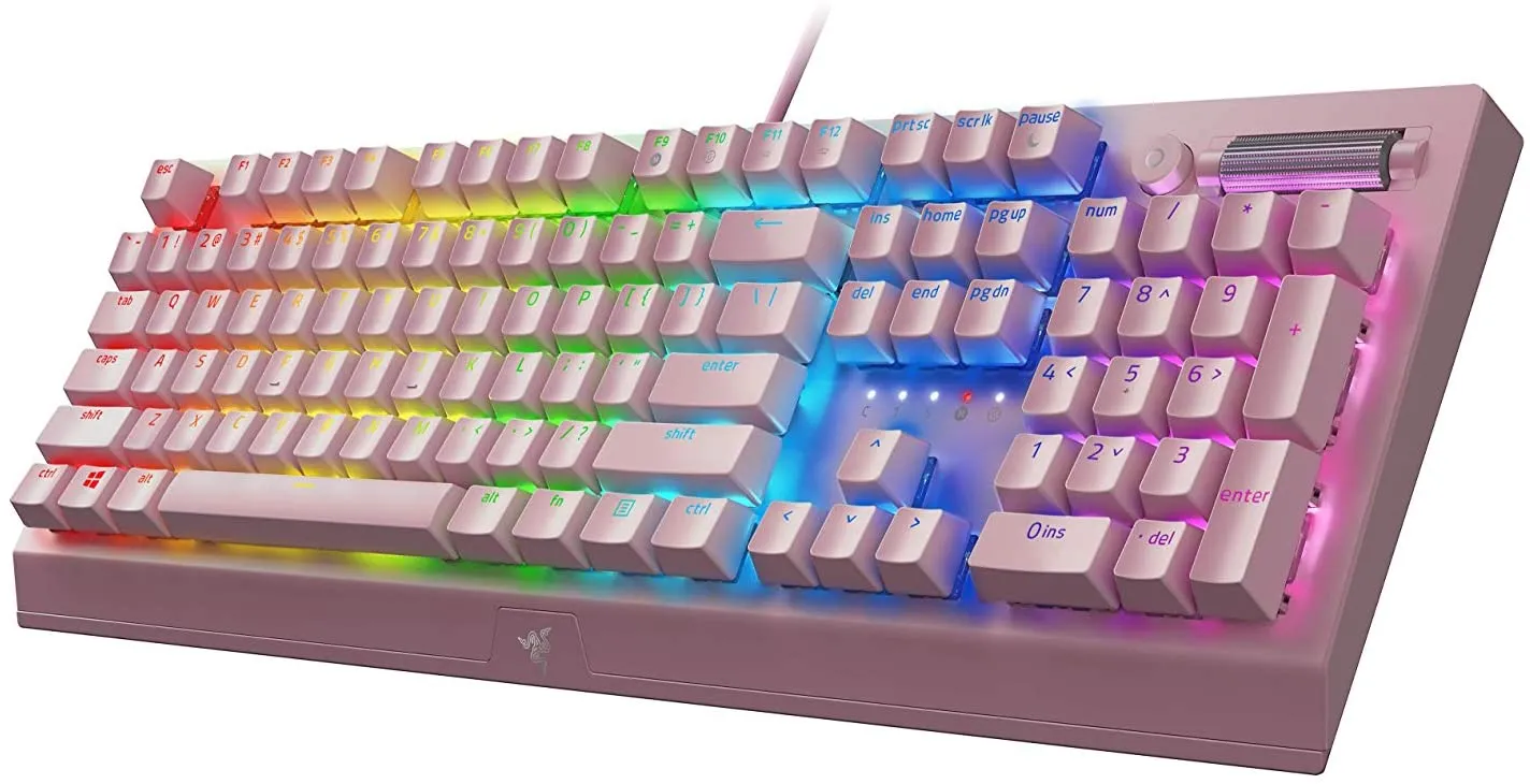 Razer Keyboard BlackWidow V3 Mechanical Gaming Keyboard: Green Mechanical Switches - Tactile & Clicky - Chroma RGB Lighting - Compact Form Factor - Programmable Macro Functionality - Quartz