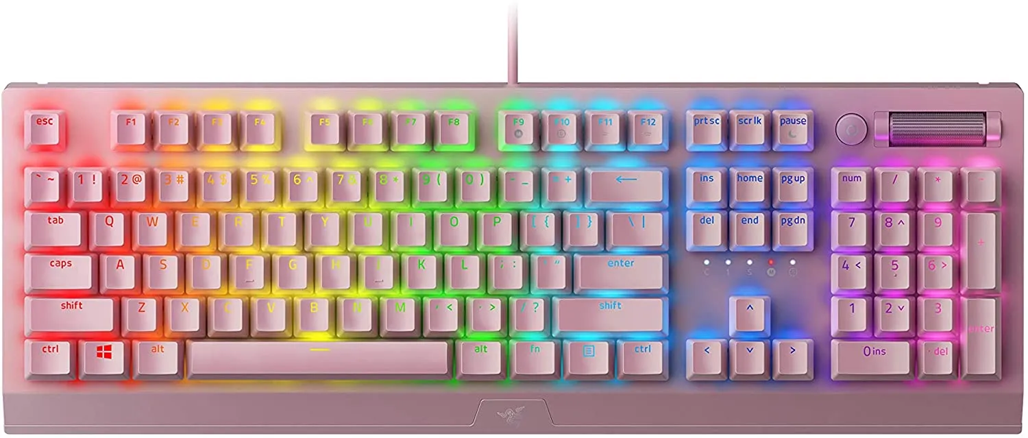 Razer Keyboard BlackWidow V3 Mechanical Gaming Keyboard: Green Mechanical Switches - Tactile & Clicky - Chroma RGB Lighting - Compact Form Factor - Programmable Macro Functionality - Quartz