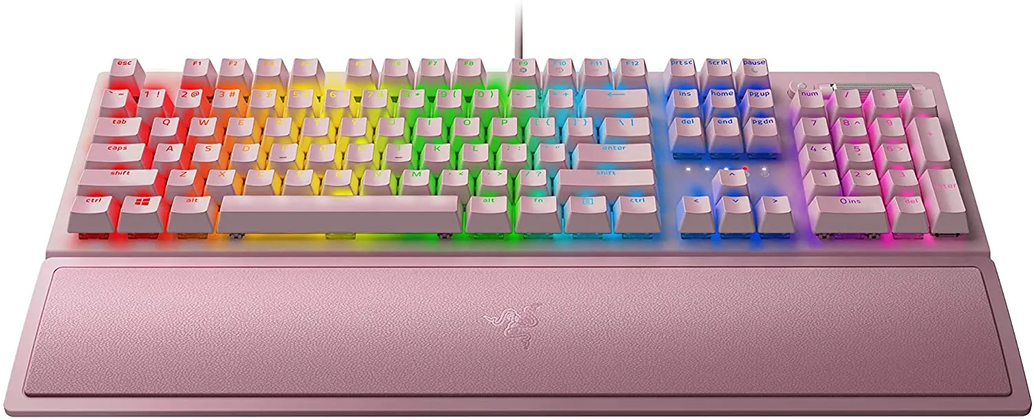 Razer Keyboard BlackWidow V3 Mechanical Gaming Keyboard: Green Mechanical Switches - Tactile & Clicky - Chroma RGB Lighting - Compact Form Factor - Programmable Macro Functionality - Quartz