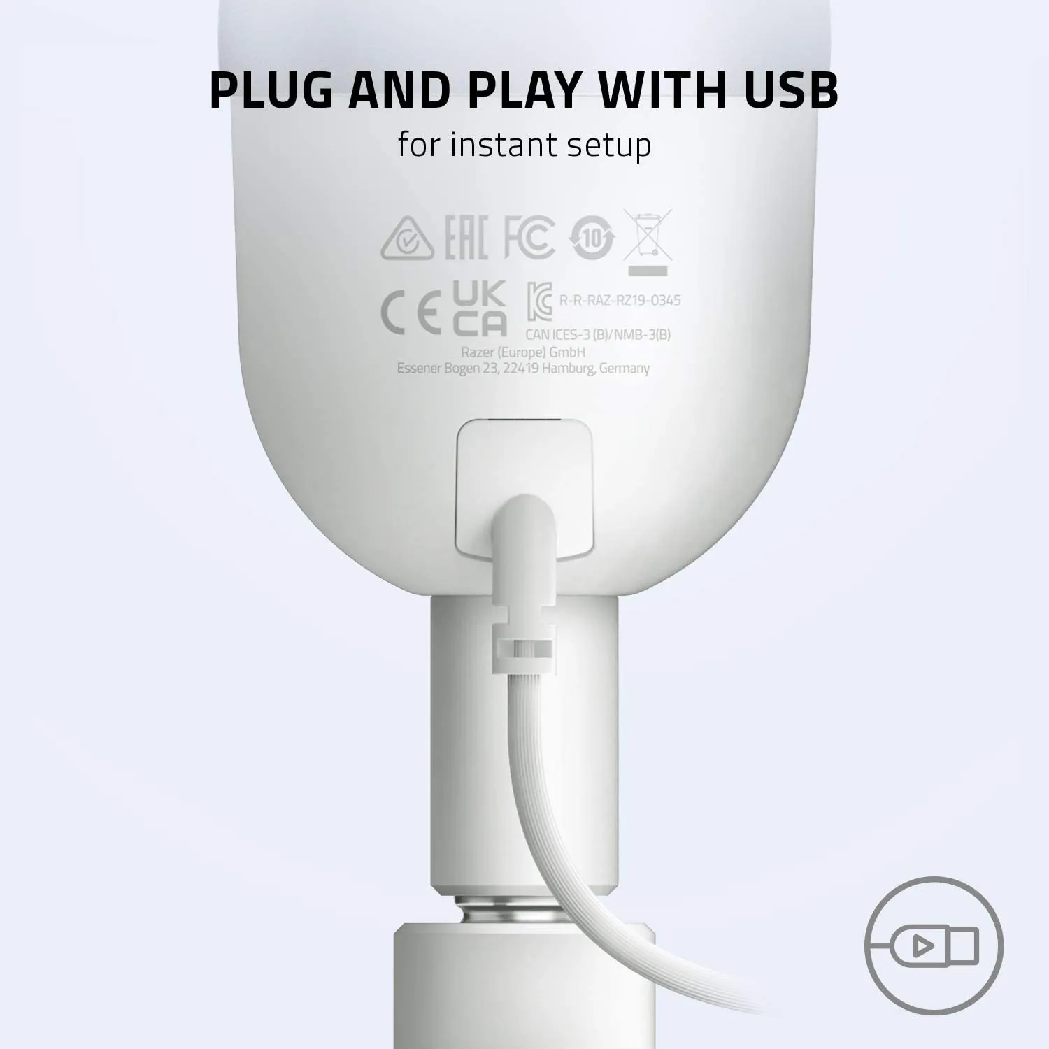 Razer Seiren Mini Microphone, Portable Ultra-Compact Condenser Mic, Mercury White