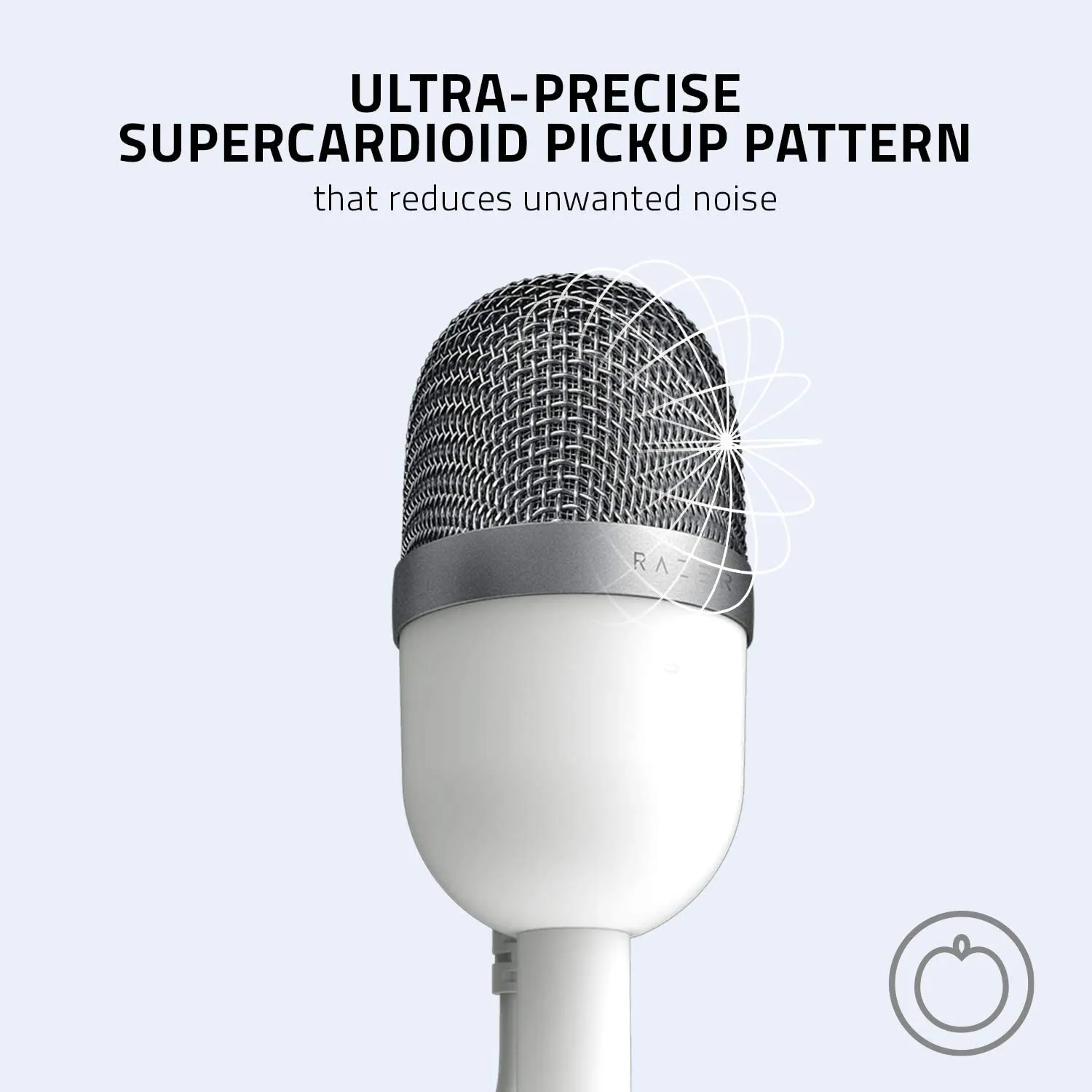 Razer Seiren Mini Microphone, Portable Ultra-Compact Condenser Mic, Mercury White