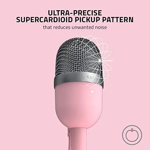 Razer Seiren Mini Microphone, Portable Ultra-Compact Condenser Mic, Quartz