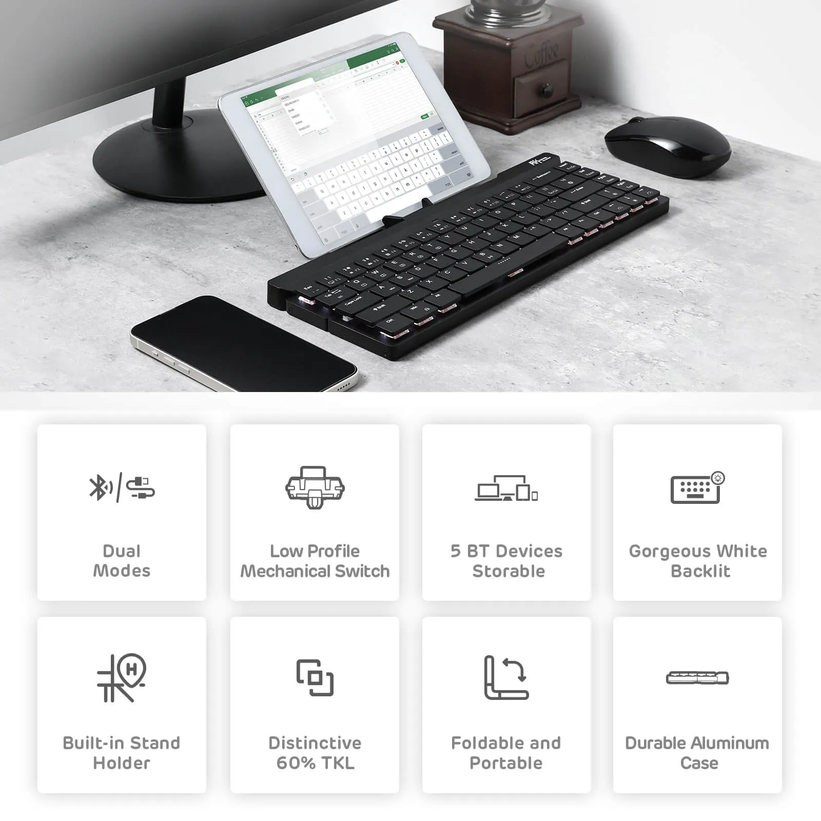 RK925 65% Foldable Wireless Mechanical Keyboard