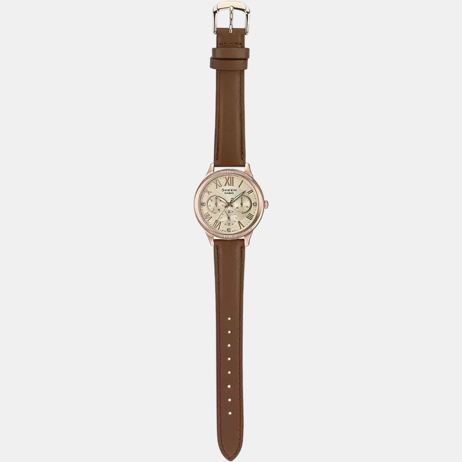 Sheen Women's Chronograph Leather Watch SX255 - SHE-3058PGL-9AUDF