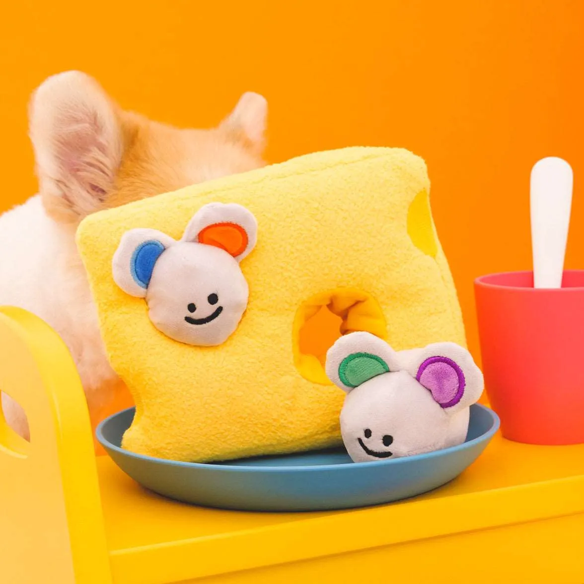 Squeaky Cheese & Mouse Dog Toy