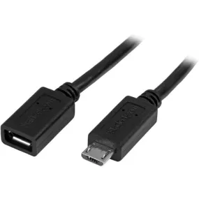 StarTech.com 0.5m 20in Micro-USB Extension Cable - M/F - Micro USB Male to Micro USB Female Cable - 50 cm USB-B Data Transfer Cable for Tablet, Phone, Keyboard/Mouse - First End: 1 x 5-pin Micro USB 2.0 Type B - Male - Second End: 1 x 5-pin Micro USB 2.0