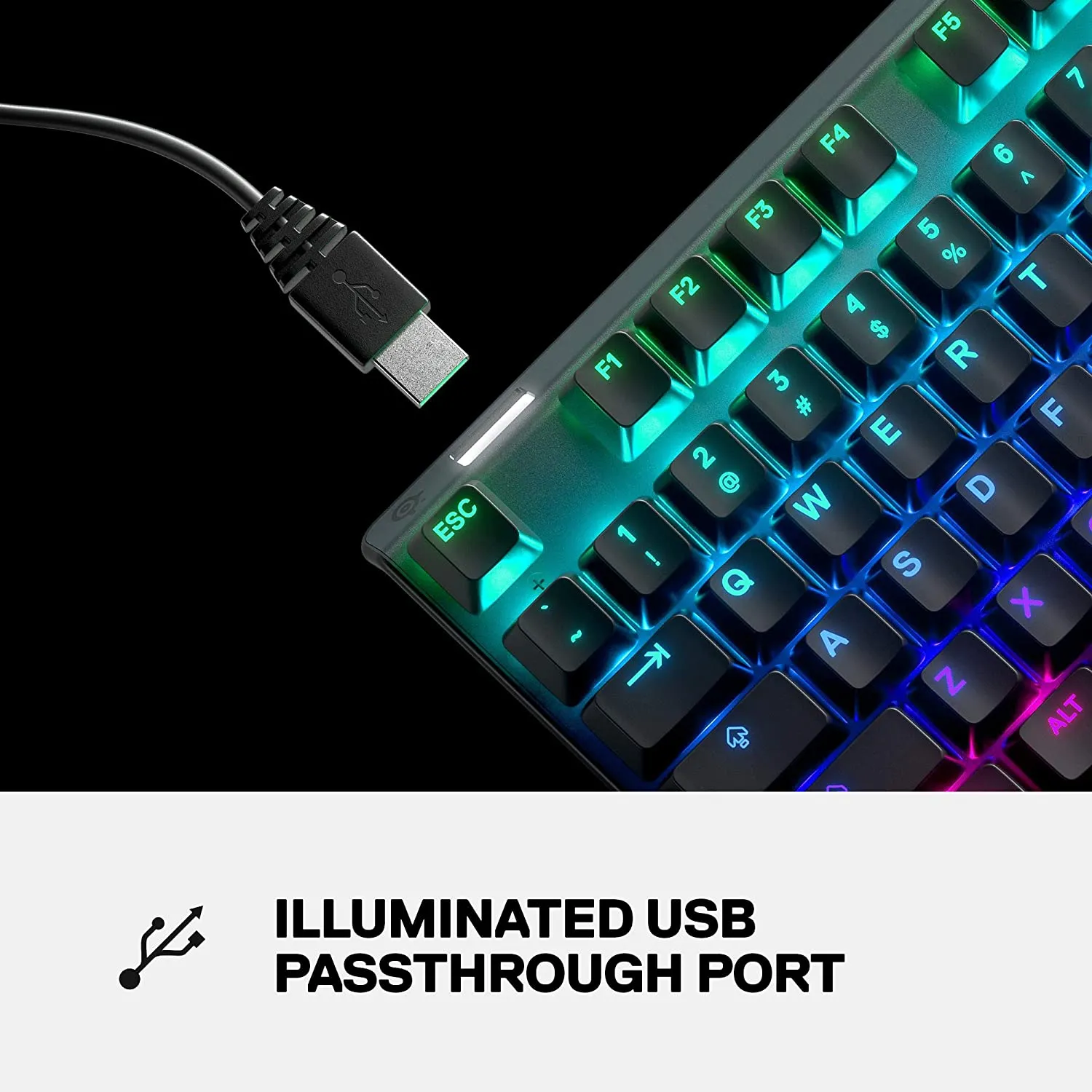 SteelSeries Keyboard Apex 7 TKL Compact Mechanical Gaming Keyboard – OLED Smart Display – USB Passthrough and Media Controls – Tactile and Clicky – RGB Backlit (Blue Switch)