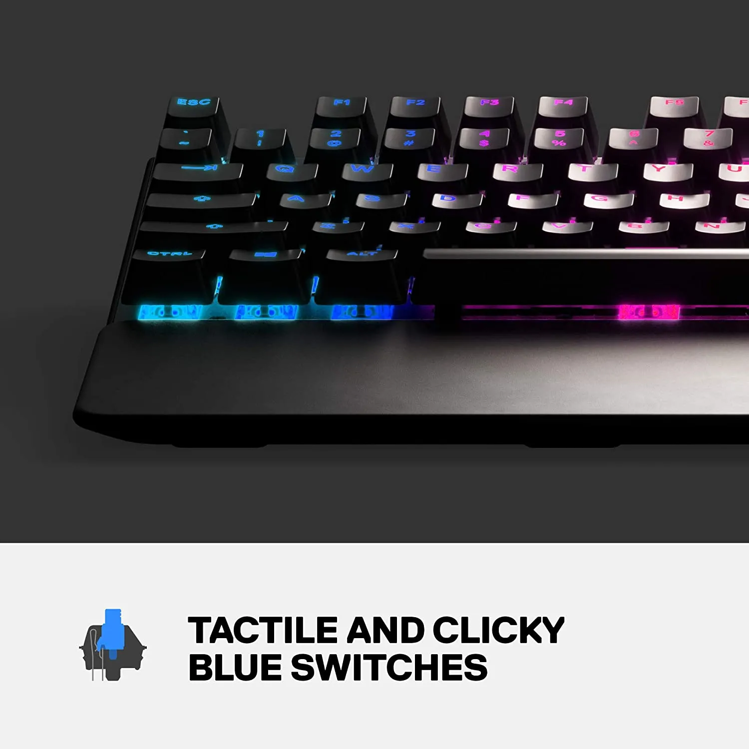 SteelSeries Keyboard Apex 7 TKL Compact Mechanical Gaming Keyboard – OLED Smart Display – USB Passthrough and Media Controls – Tactile and Clicky – RGB Backlit (Blue Switch)