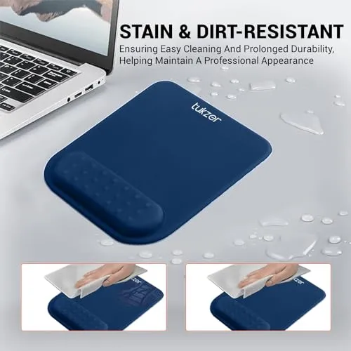 Tukzer Gel Mouse Pad Wrist Rest Memory-Foam Ergonomic Mousepad| Cushion Wrist Support & Pain Relief| Non-Slip Rubber Base (Blue)