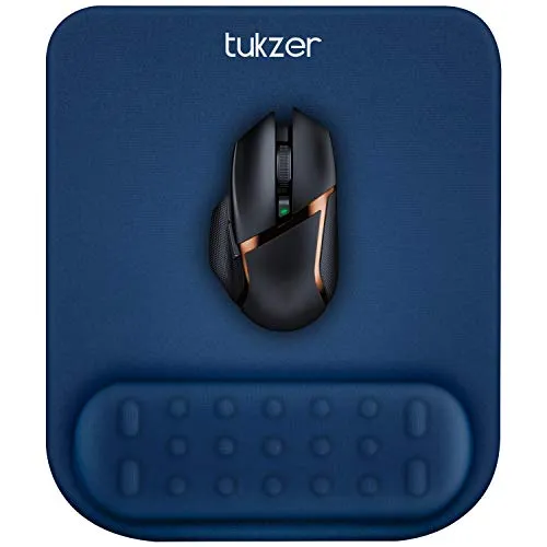 Tukzer Gel Mouse Pad Wrist Rest Memory-Foam Ergonomic Mousepad| Cushion Wrist Support & Pain Relief| Non-Slip Rubber Base (Blue)