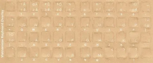 Vietnamese Keyboard Stickers - Labels - Overlays with White Characters for Black Computer Keyboard