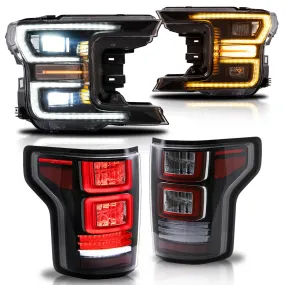 VLAND Full LED Headlights and Tail Lights For Ford F150 13th Gen Pickup 2018-2020 With Start up Animation