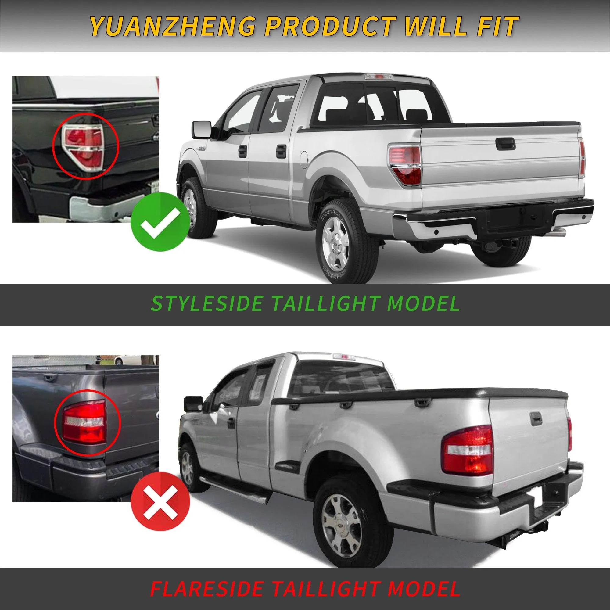 VLAND Full LED Tail Lights For Ford F150 2009-2014 Amber/Red Turn Signal [DOT.]