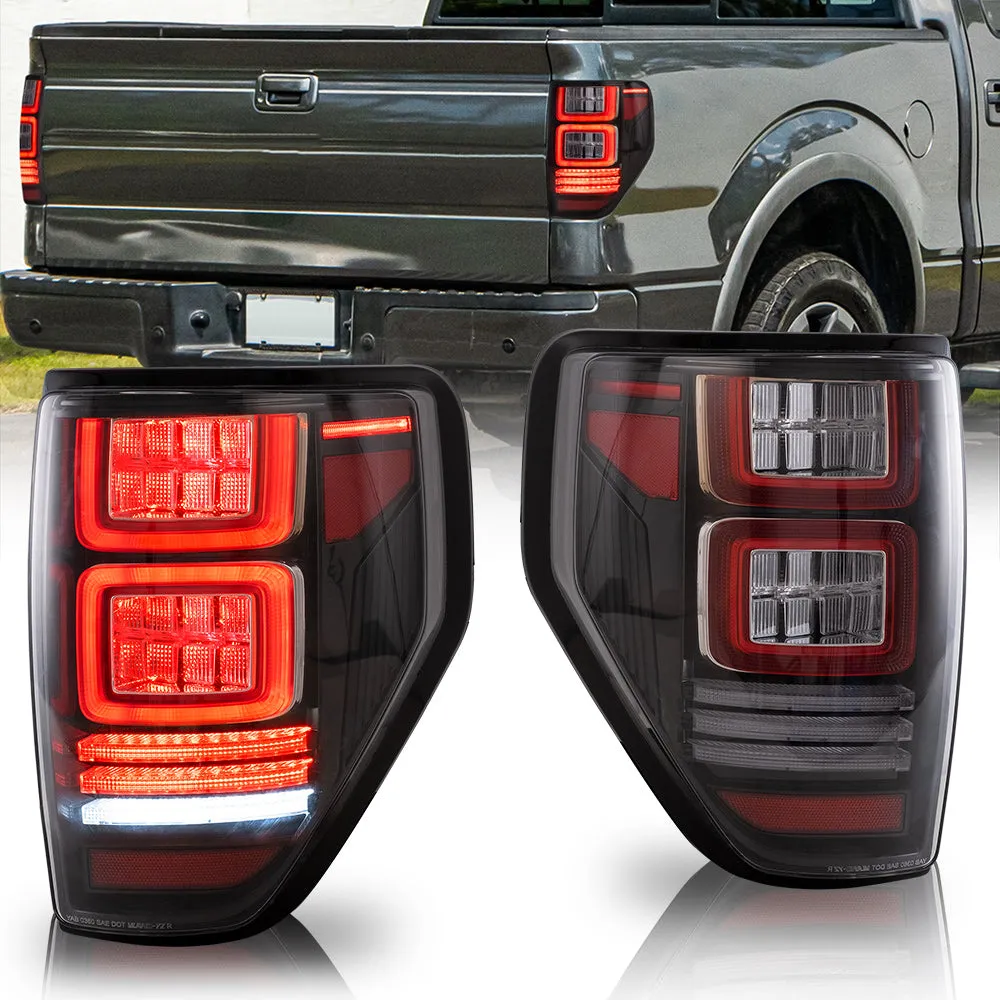 VLAND Full LED Tail Lights For Ford F150 2009-2014 Amber/Red Turn Signal [DOT.]
