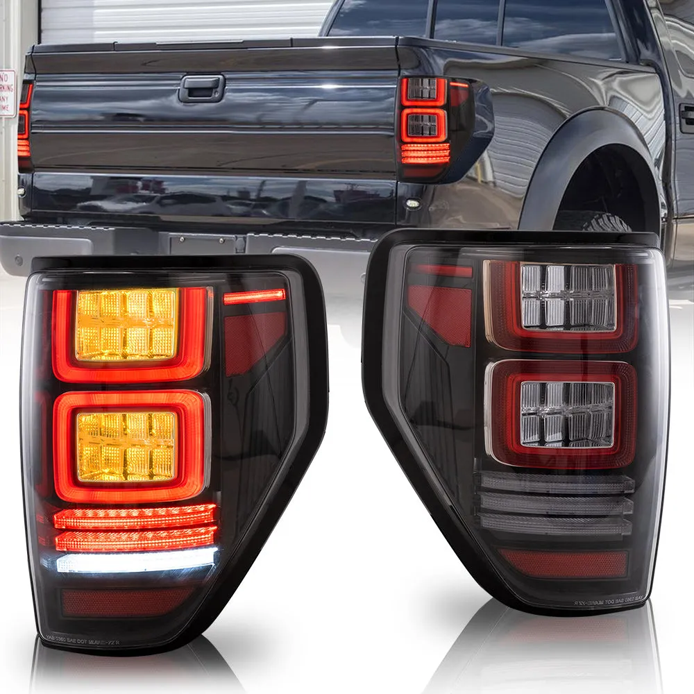 VLAND Full LED Tail Lights For Ford F150 2009-2014 Amber/Red Turn Signal [DOT.]