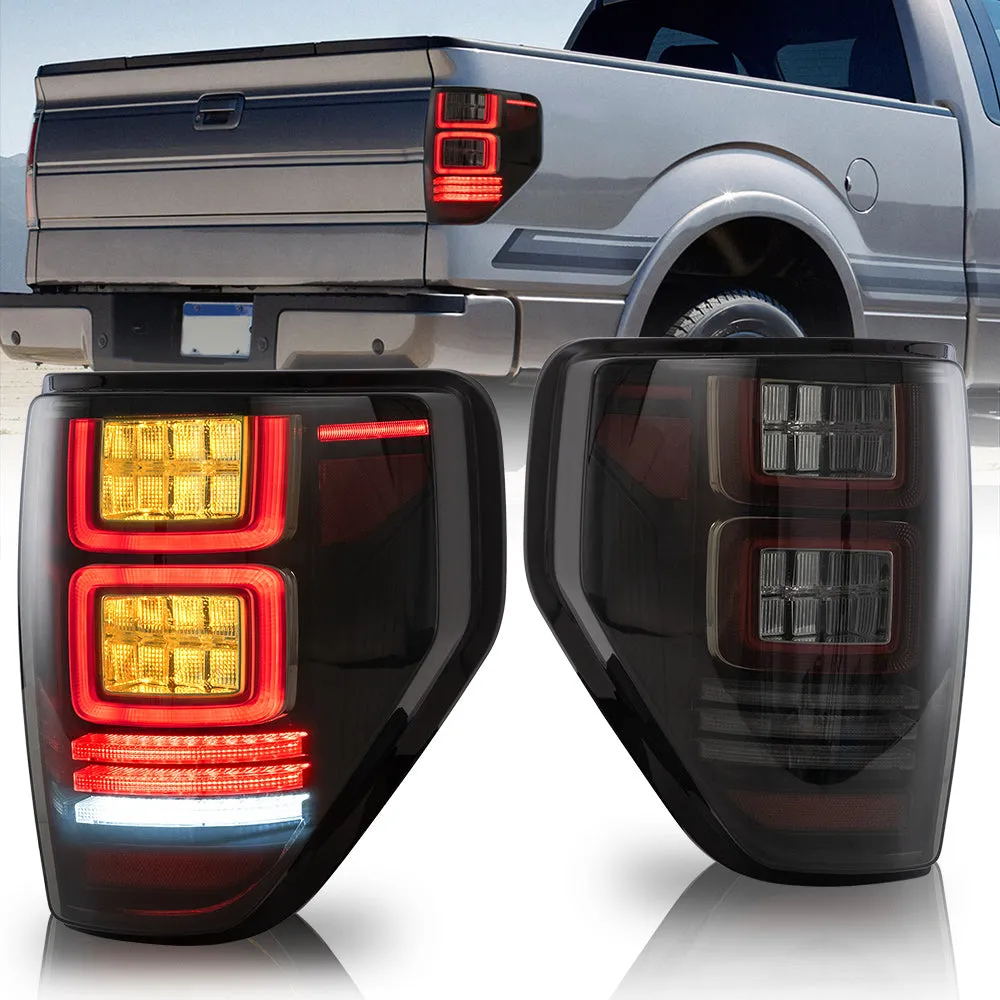 VLAND Full LED Tail Lights For Ford F150 2009-2014 Amber/Red Turn Signal [DOT.]