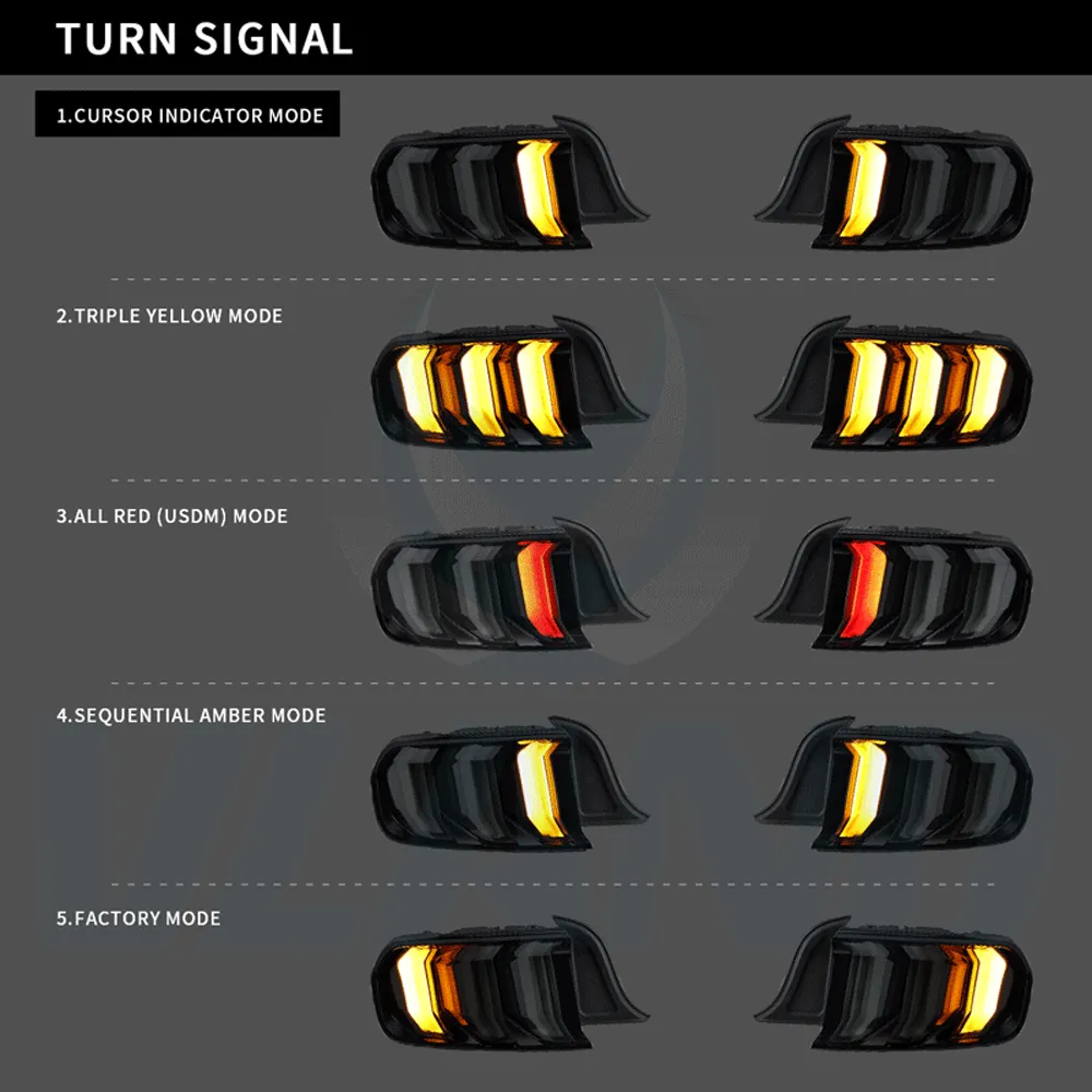 VLAND Full LED Tail Lights For Ford Mustang 2015-2023 with Sequential Turn Signal (5 modes switchable)[E-MARK,DOT.SAE.]