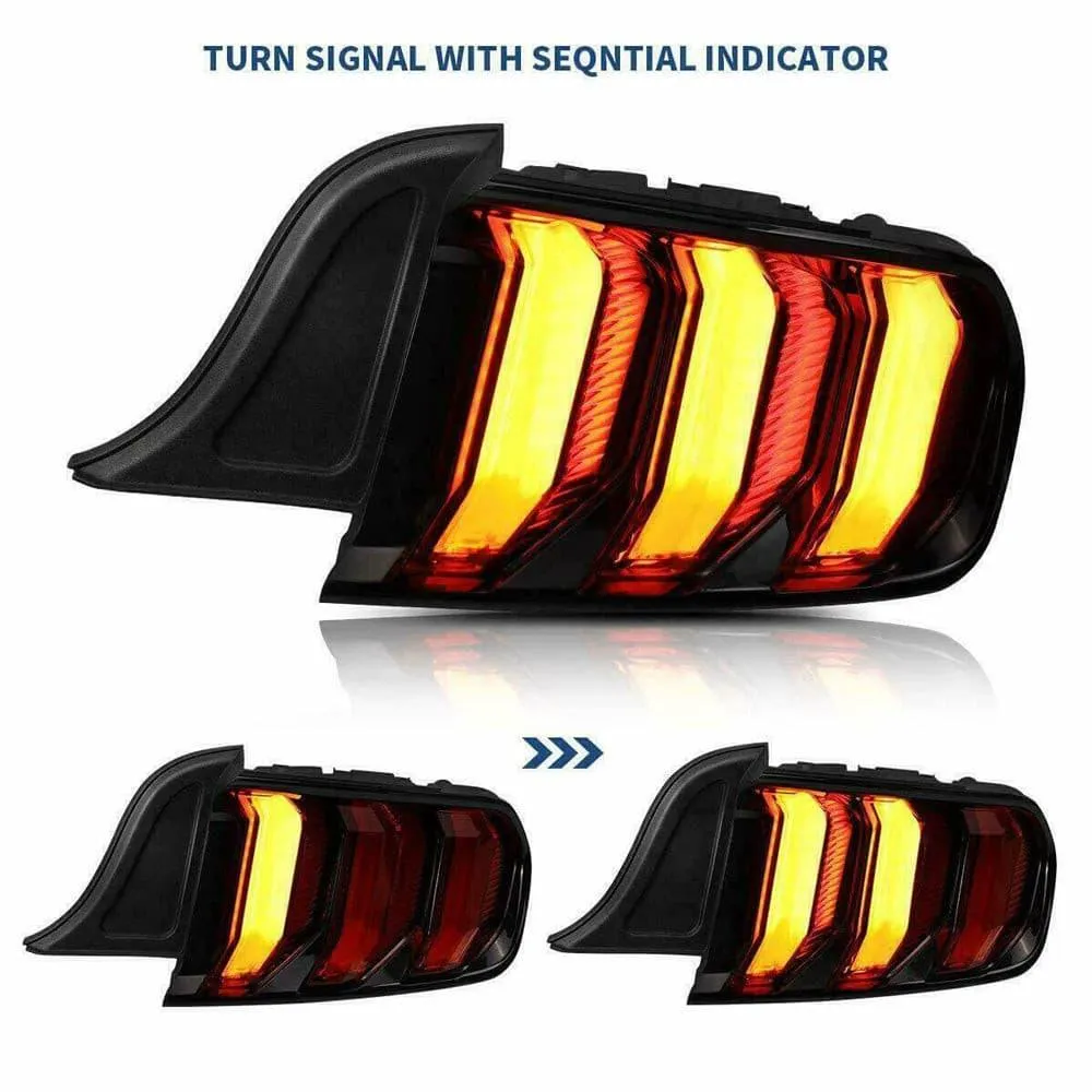 VLAND Full LED Tail Lights For Ford Mustang 2015-2023 with Sequential Turn Signal (5 modes switchable)[E-MARK,DOT.SAE.]