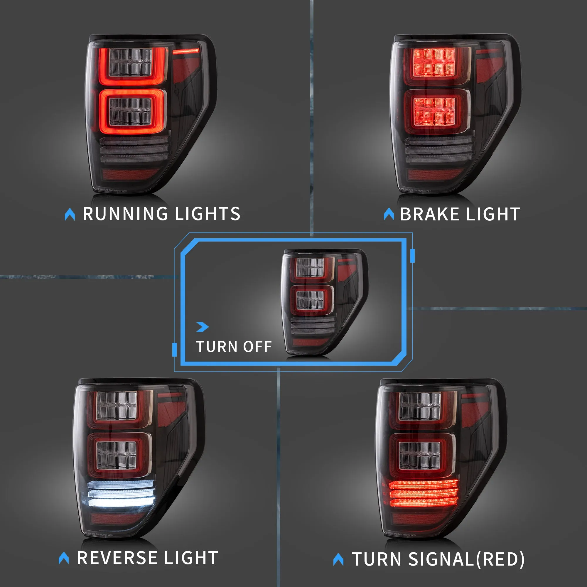 VLAND LED Head Lights and Tail Lights For Ford F150 Pickup 2009-2014 With DRL [DOT. SAE.]