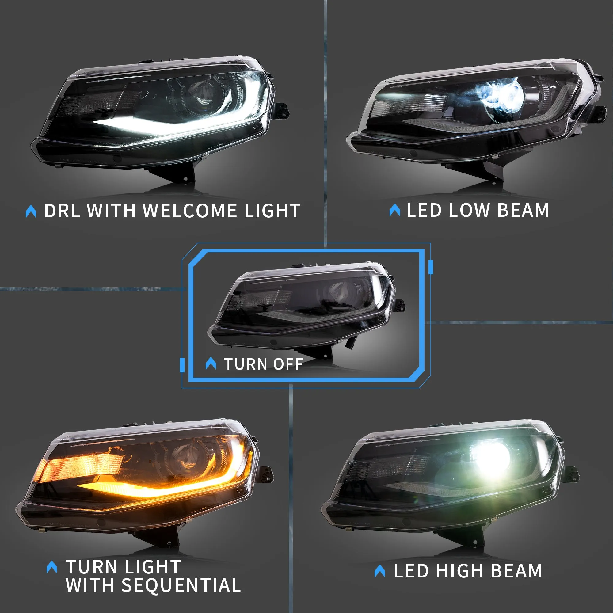 VLAND LED Headlights and Taillights For Chevrolet / Chevy Camaro 6th Gen 2016-2018 [DOT.]