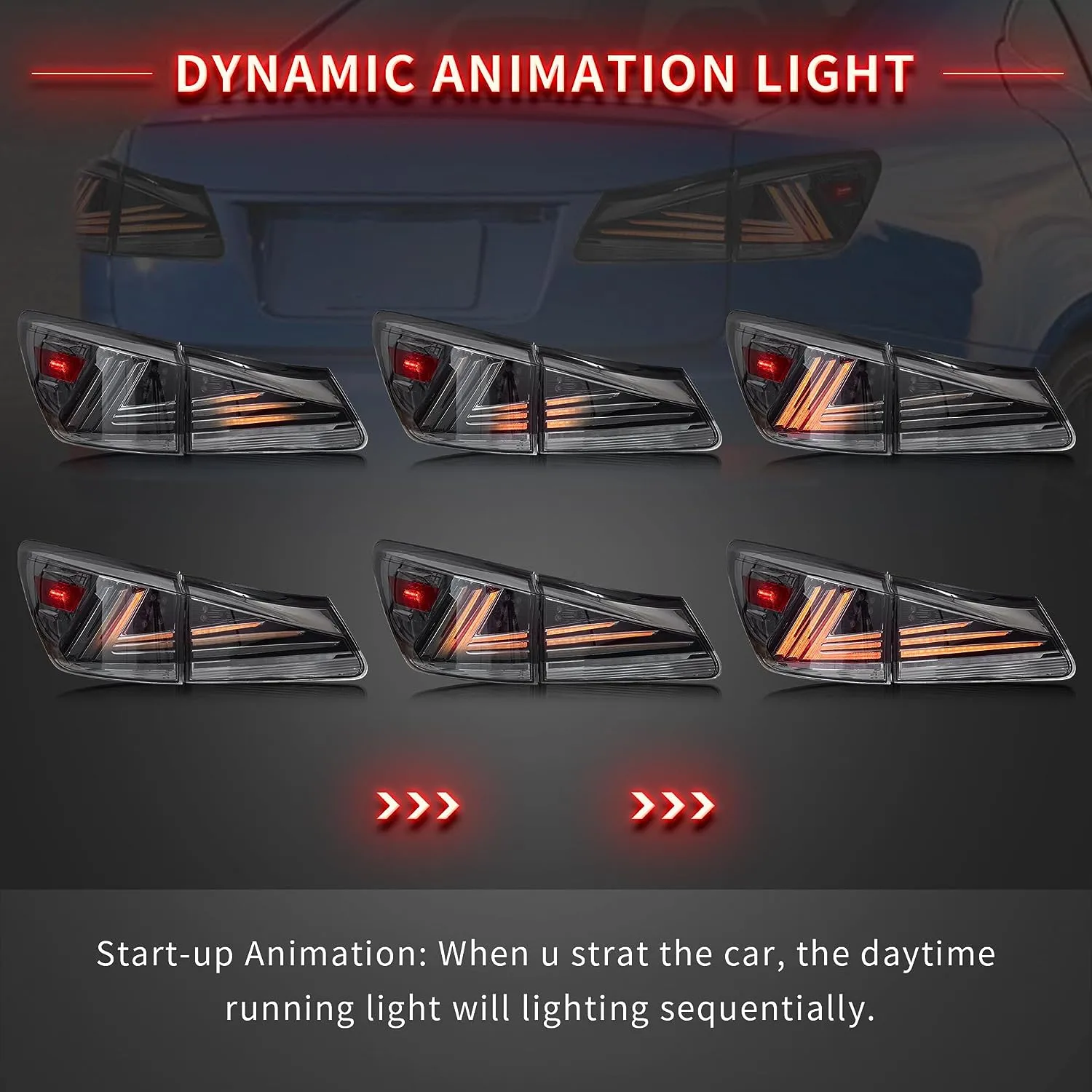 VLAND LED Headlights and Taillights For Lexus IS250/IS350 2006-2012 ISF 2008-2014 With Blue Breathing Animation