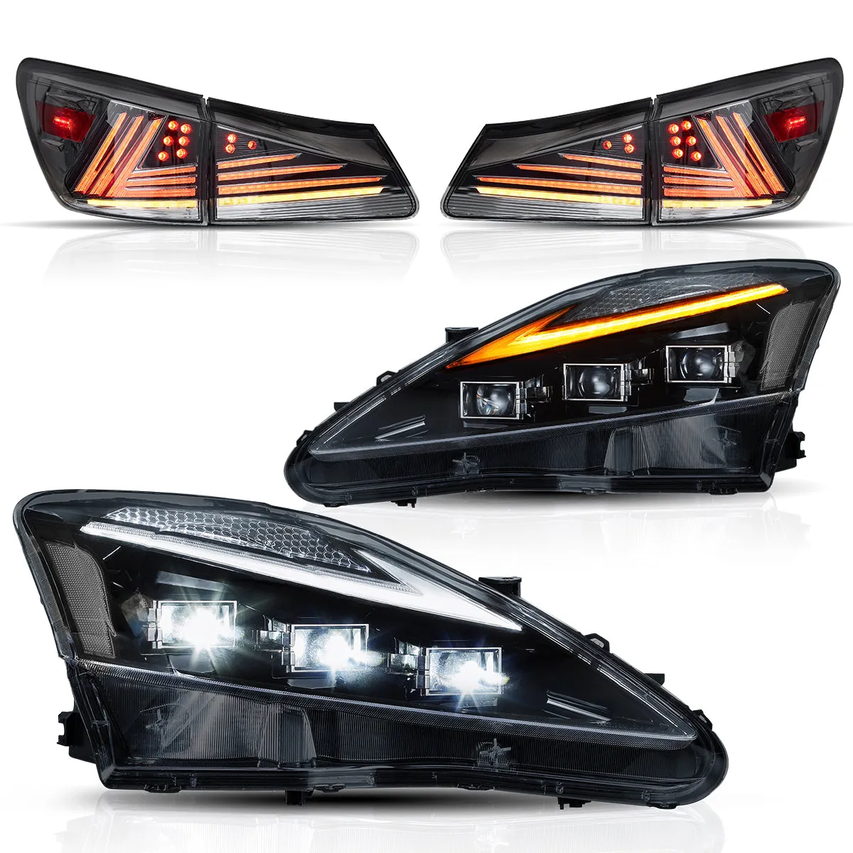 VLAND LED Headlights and Taillights For Lexus IS250/IS350 2006-2012 ISF 2008-2014 With Blue Breathing Animation