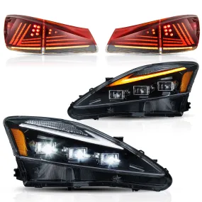 VLAND LED Headlights and Taillights For Lexus IS250/IS350 2006-2012 ISF 2008-2014 With Blue Breathing Animation