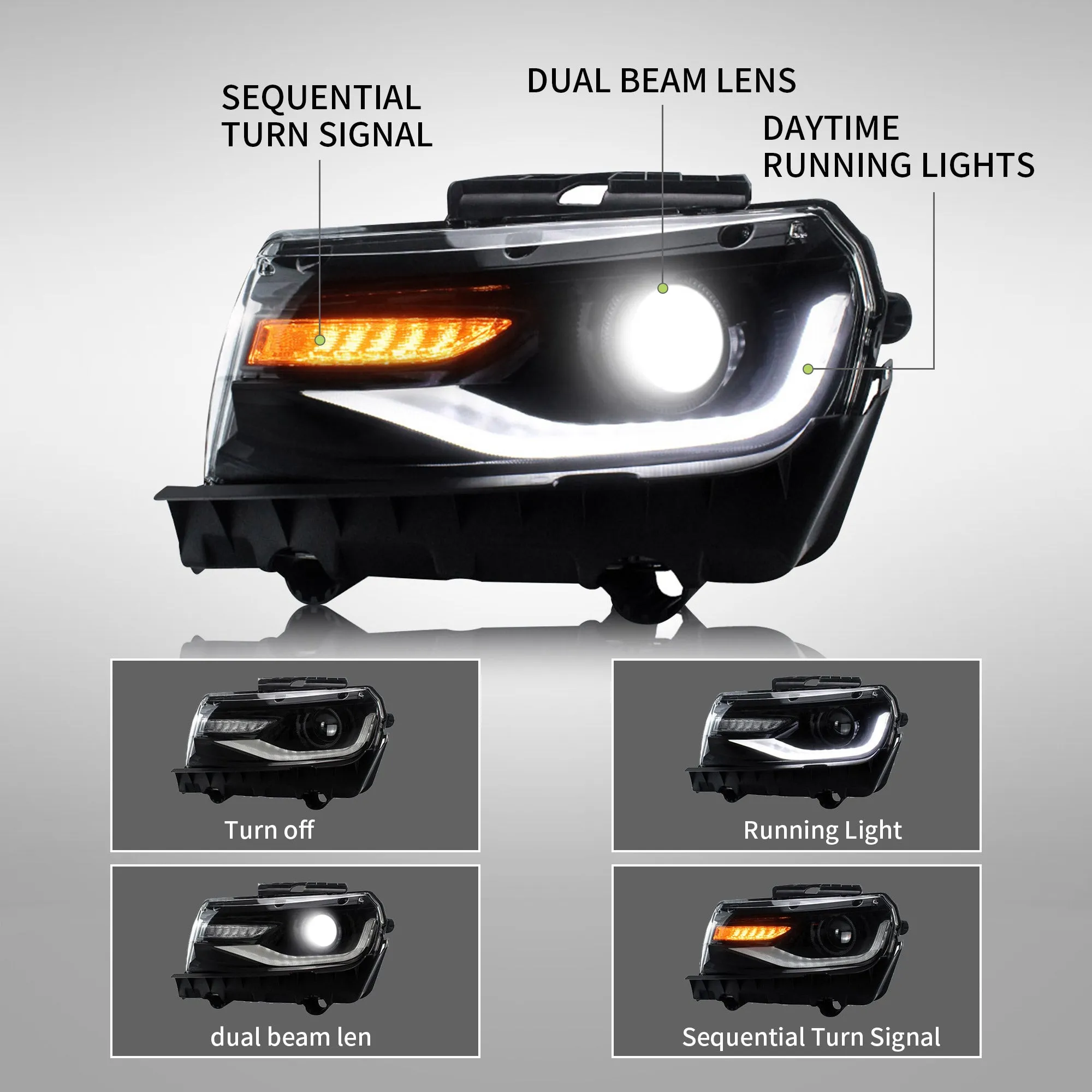 VLAND LED Headlights For Chevy Chevrolet Camaro 2014 2015