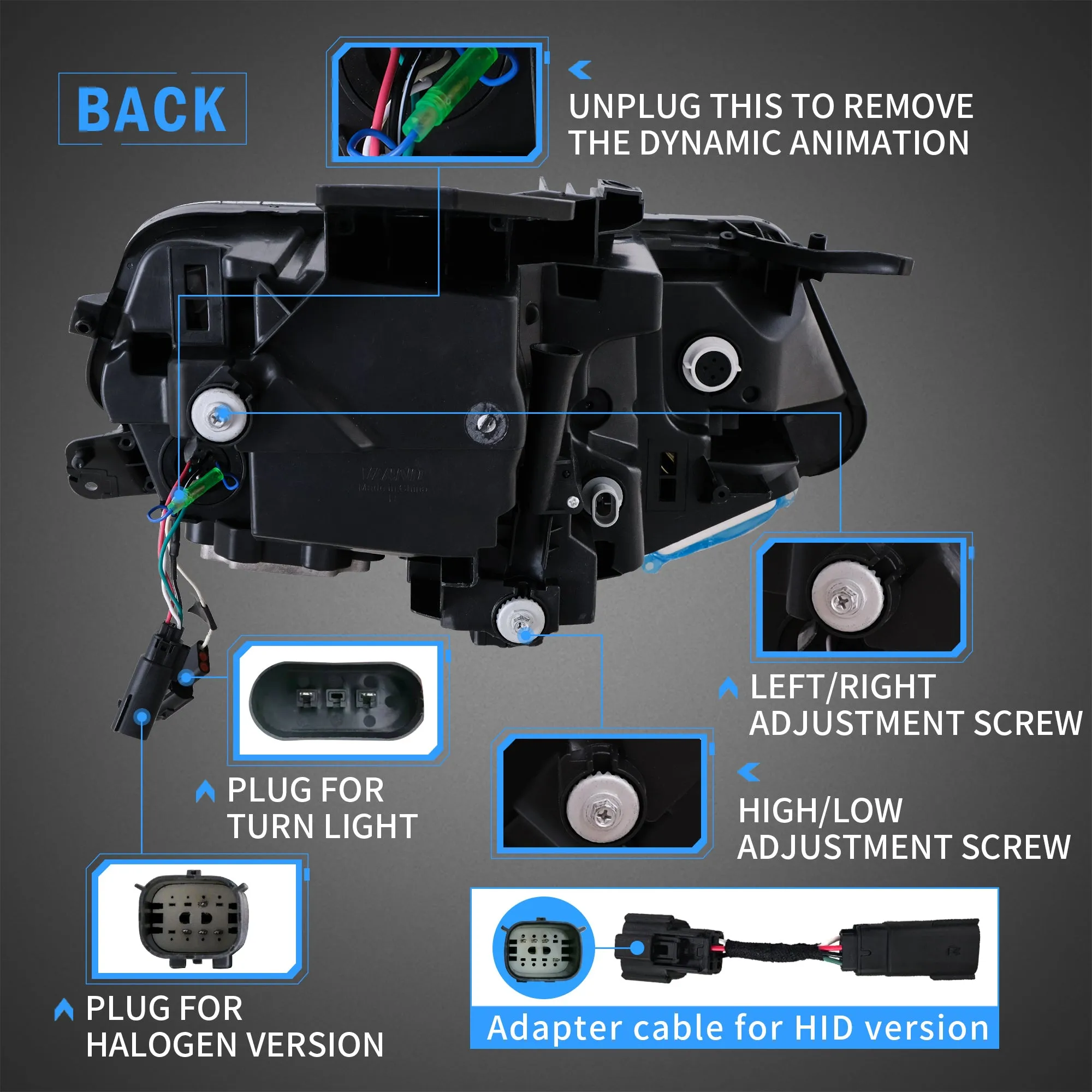 VLAND LED Projector Headlights and Taillights For Chevrolet / Chevy Camaro 6th Gen 2016-2018 [DOT.]