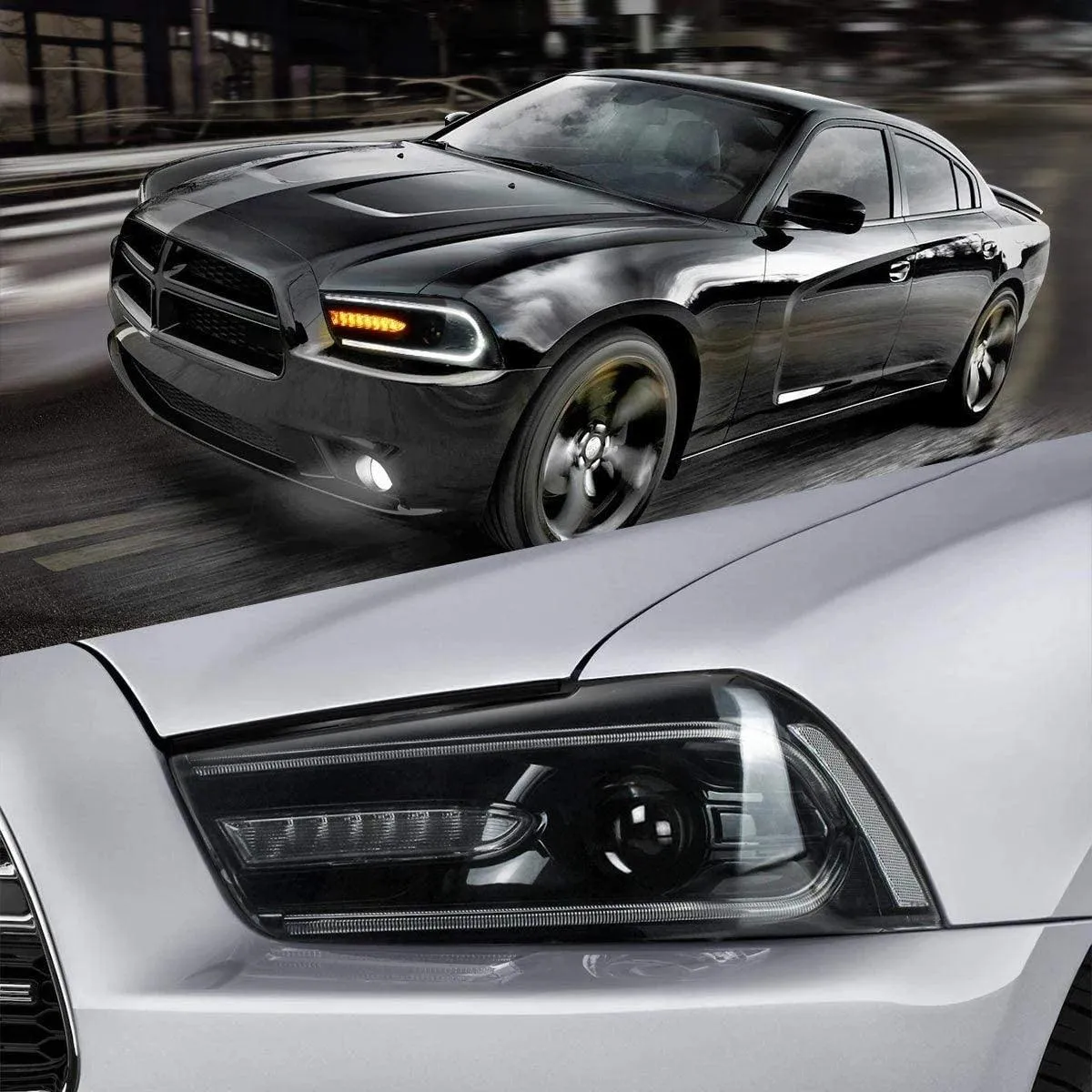 VLAND LED Projector Headlights For Dodge Charger 2011-2014 With Sequential Turn Signals